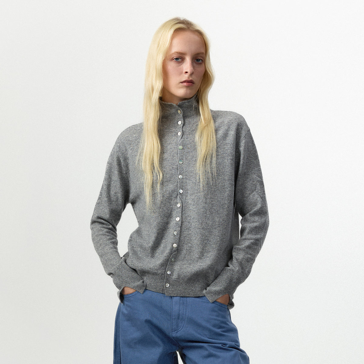 Relaxed Knit Cardigan Jacket in 100% Wool-9