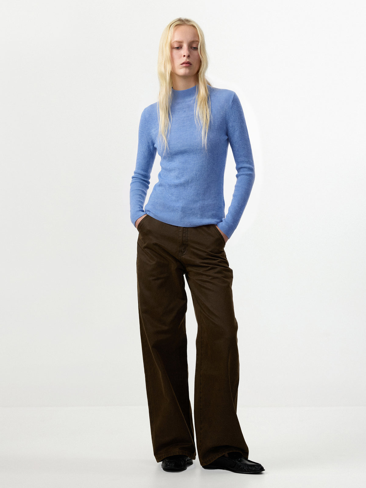 CUBIC 100% Wool Mock‑Neck Fitted Knit Top-9