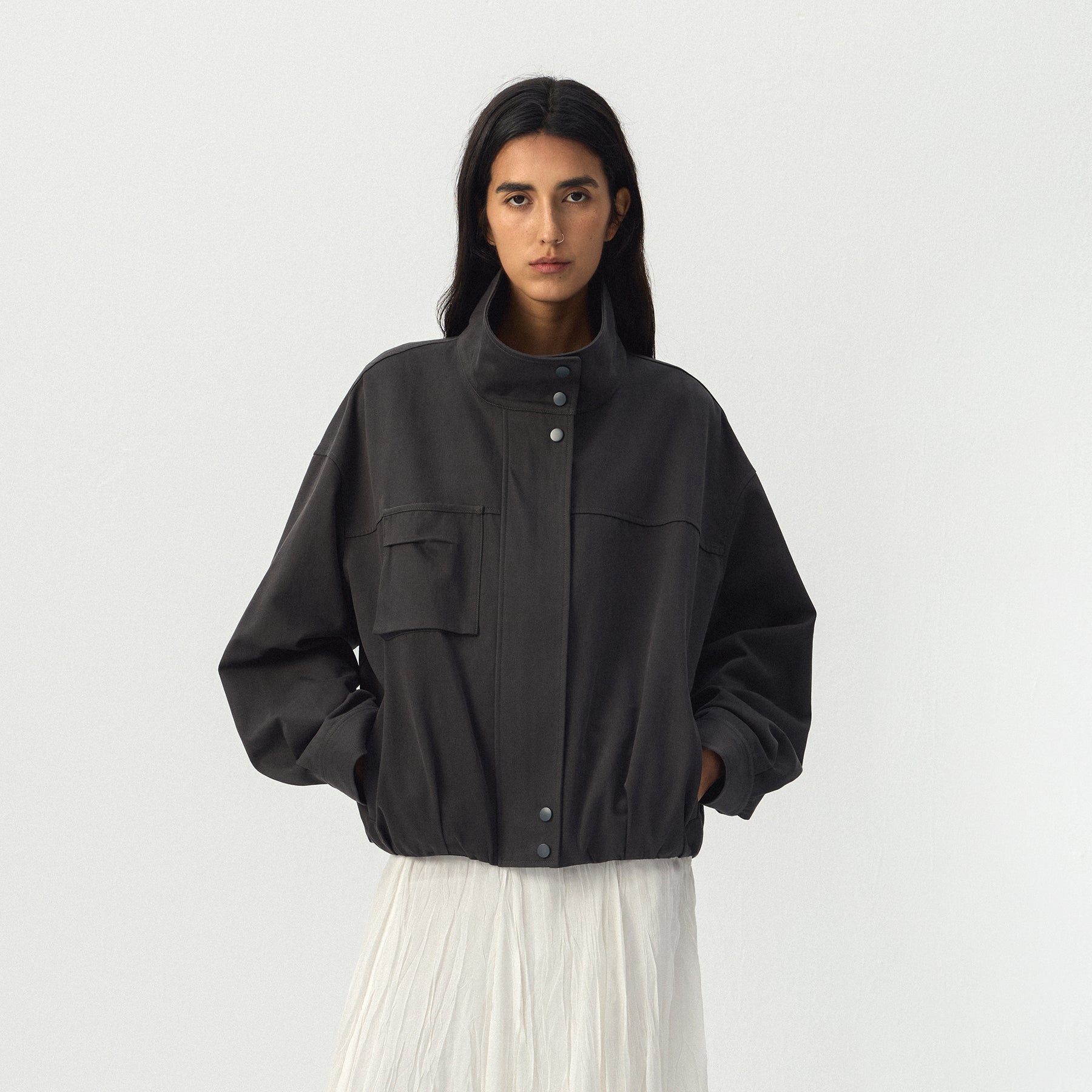 CUBIC Charcoal Cotton Utility Jacket-9