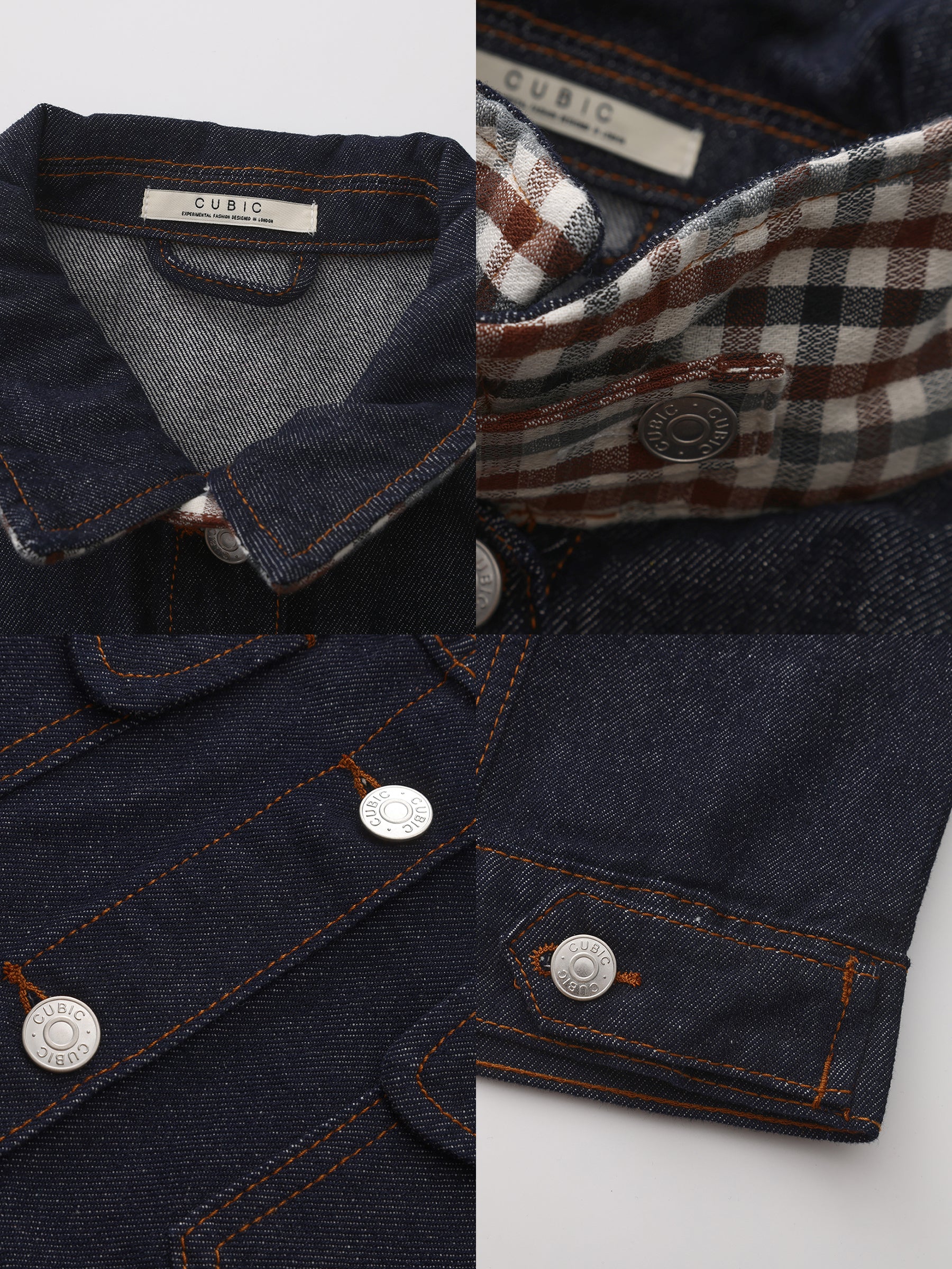 Color-Block High-Neck Denim Jacket-9