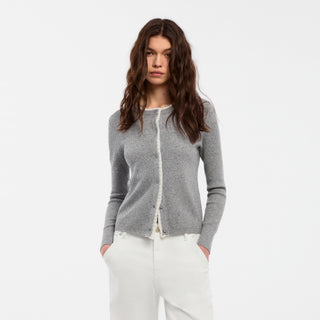 CUBIC Lace-trimmed Linen Knit Cardigan