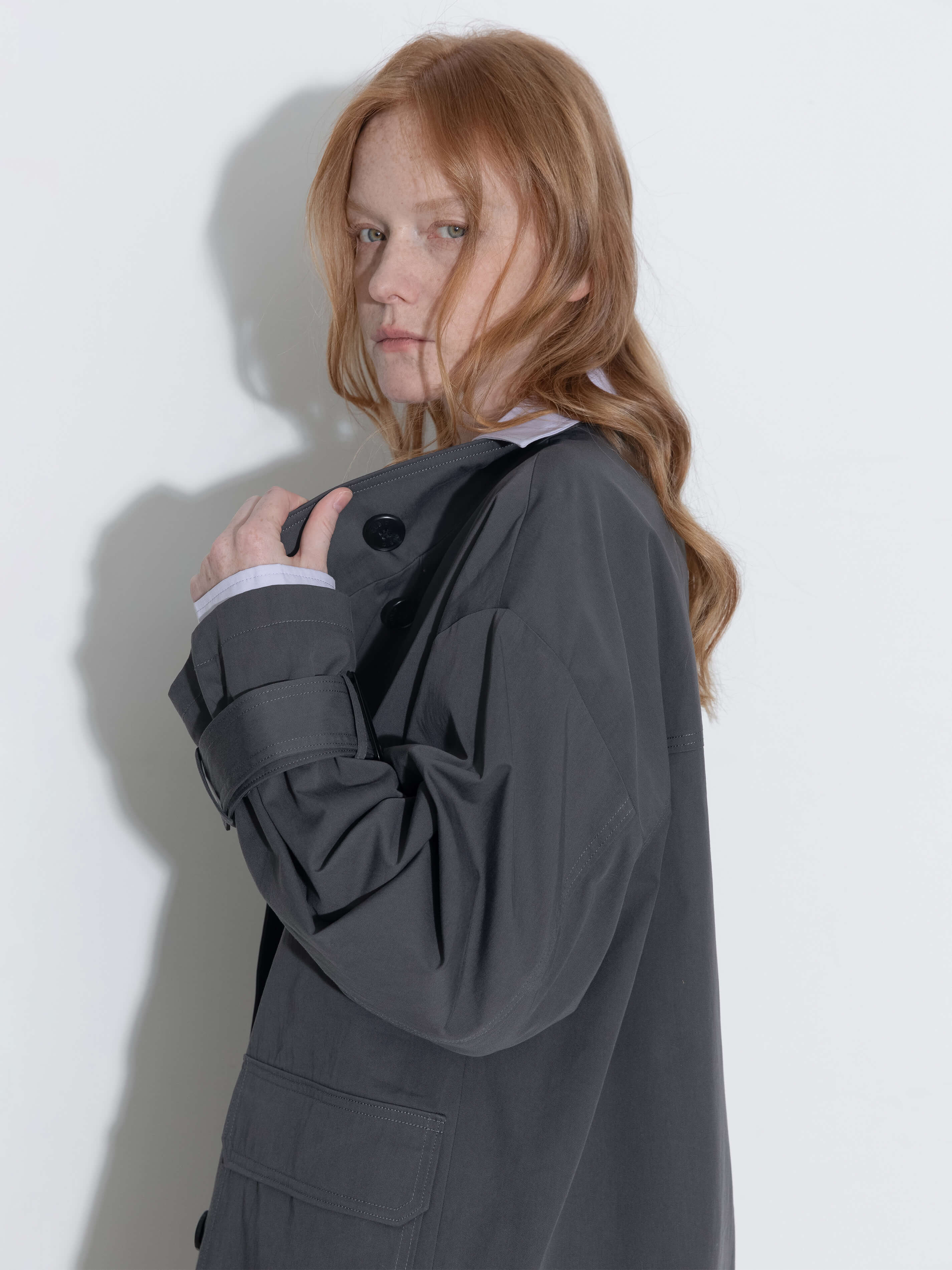 High Collar Long Trench Coat-6