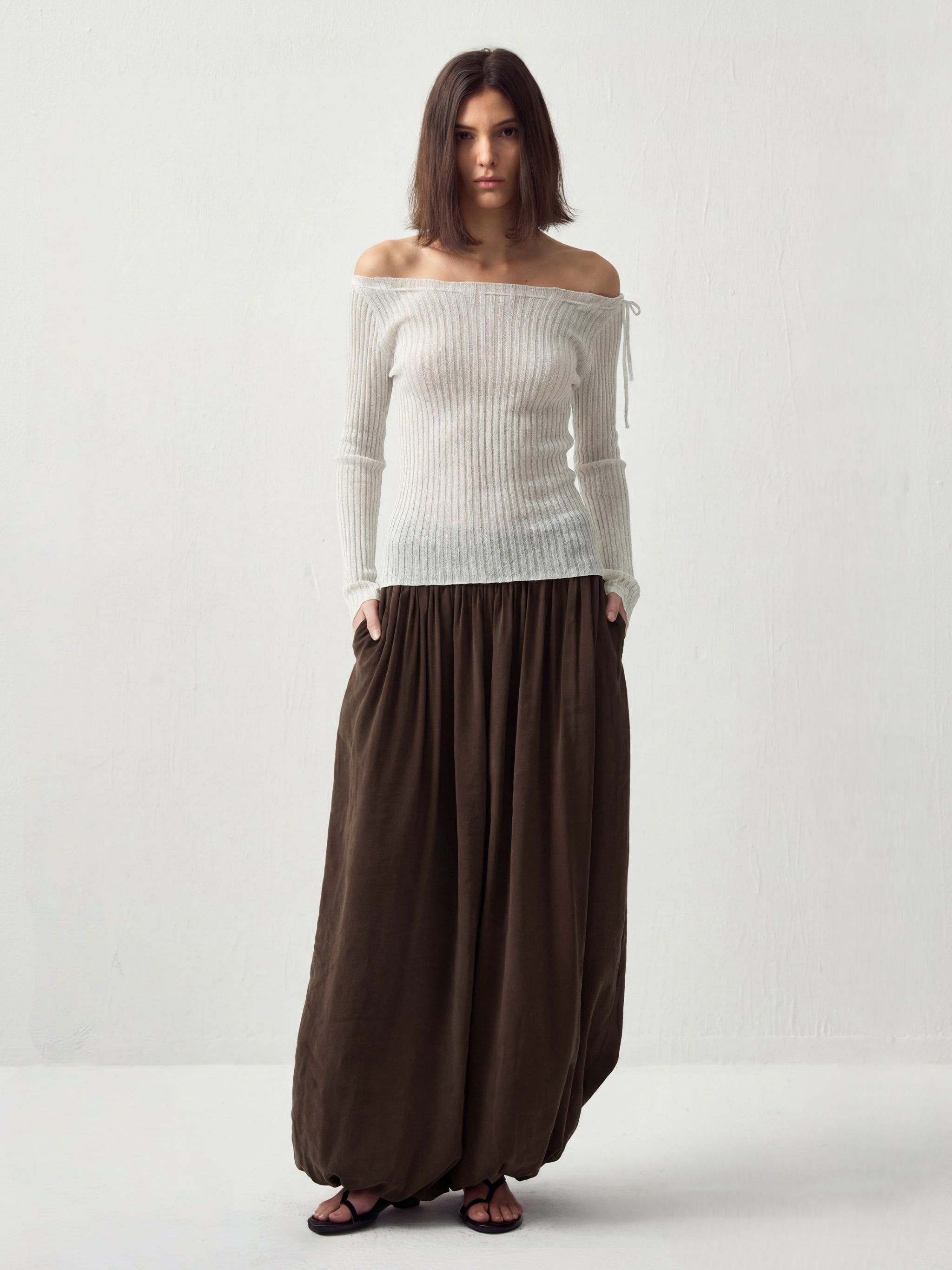 CUBIC Drawstring Rib Knit Top-9