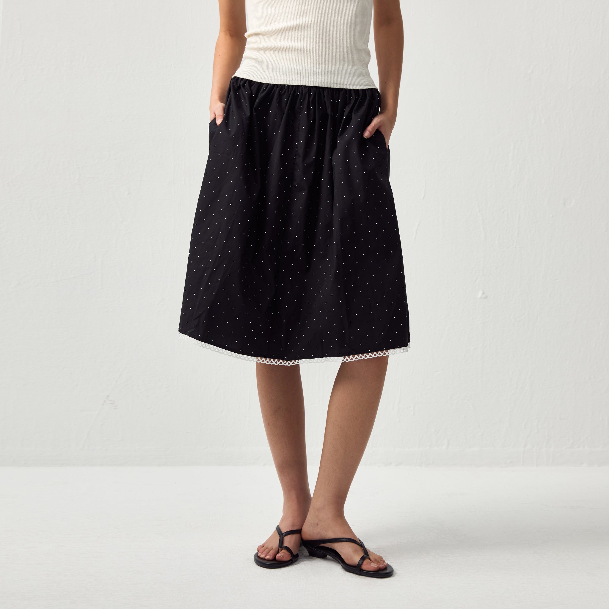 CUBIC Chic Polka Dot Lace Trim Skirt(Pre order: 7 days)-9