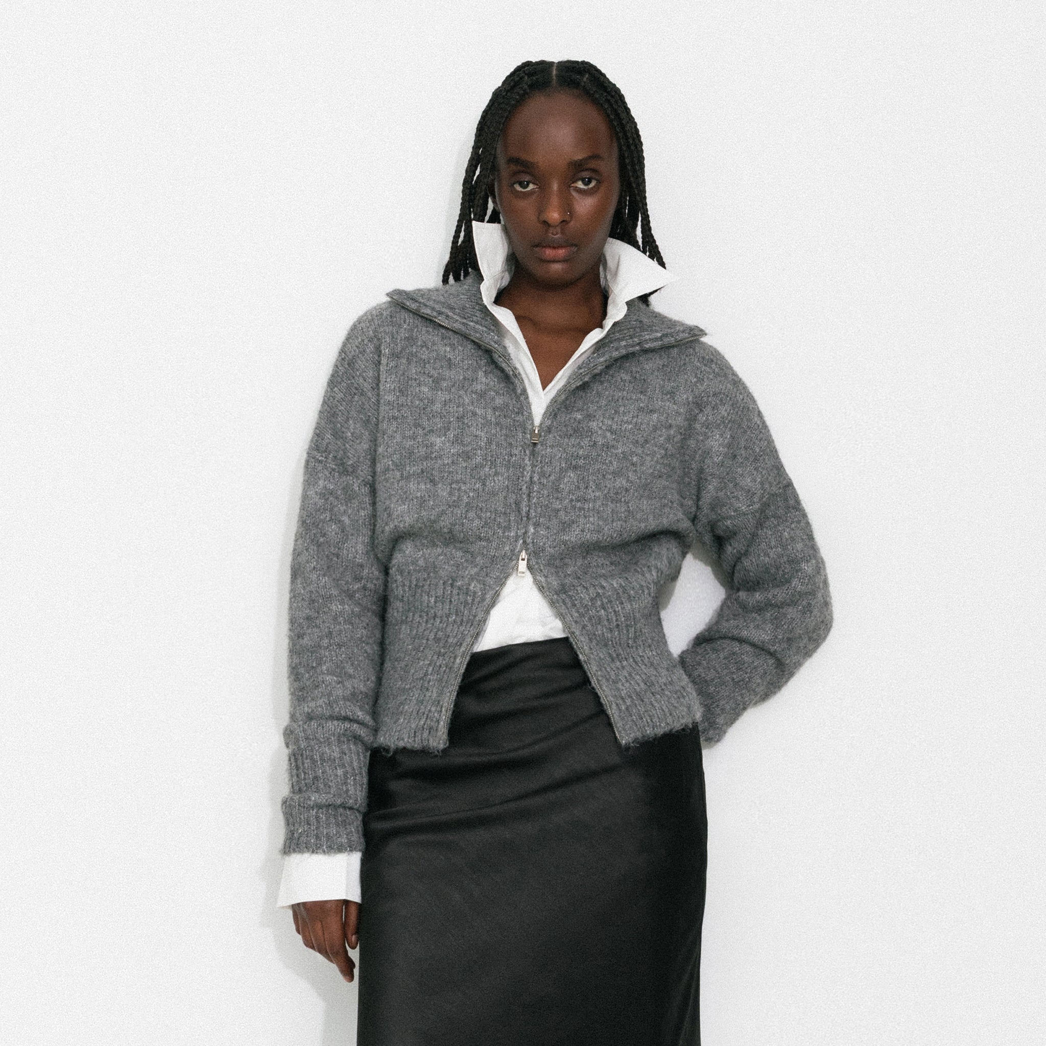 Retro Stand Collar Zip-Up Cardigan-9