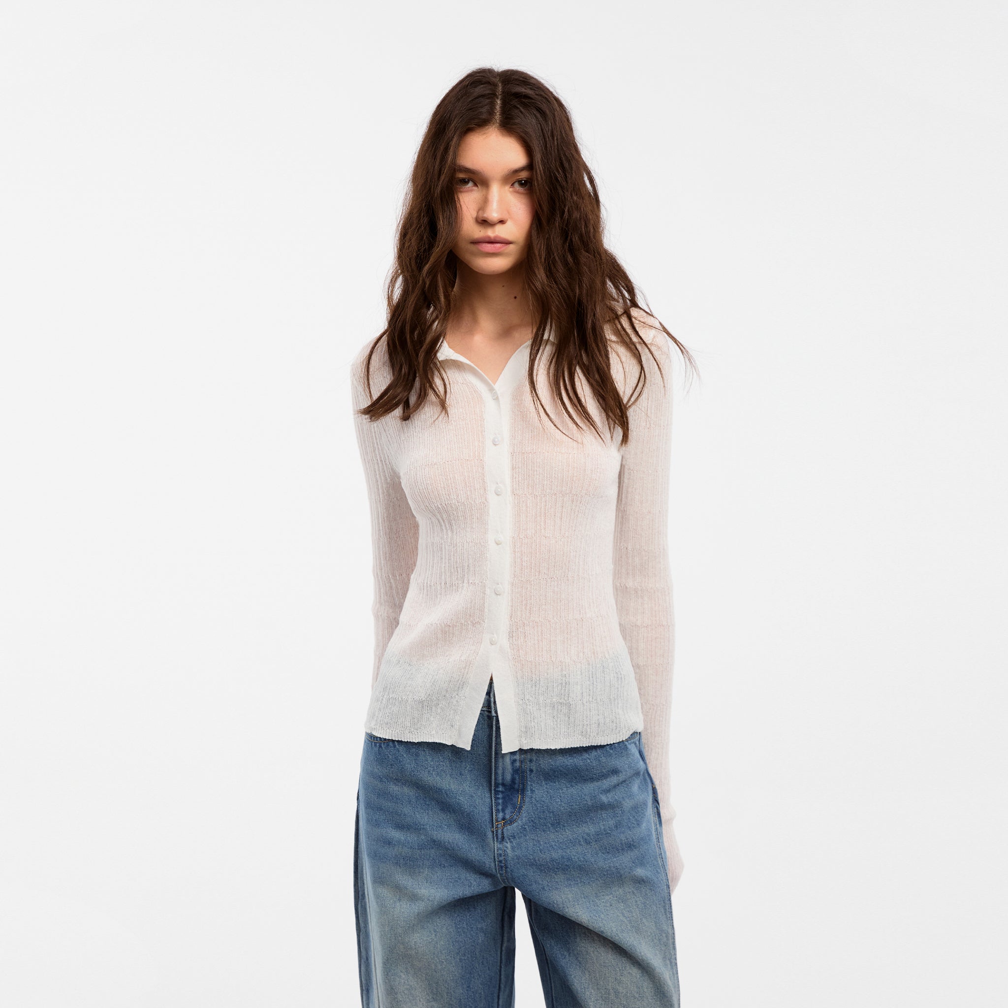 CUBIC Linen Collared Long-Sleeved Knit Sweater-9