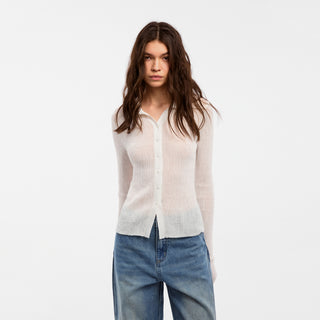 CUBIC Linen Collared Long-Sleeved Knit Sweater