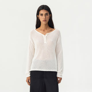 CUBIC Button Detail Open-Knit Top