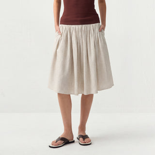 100% Cotton A-Line Midi Skirt