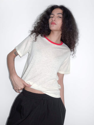Contrast Color T-shirt with Wool Blend