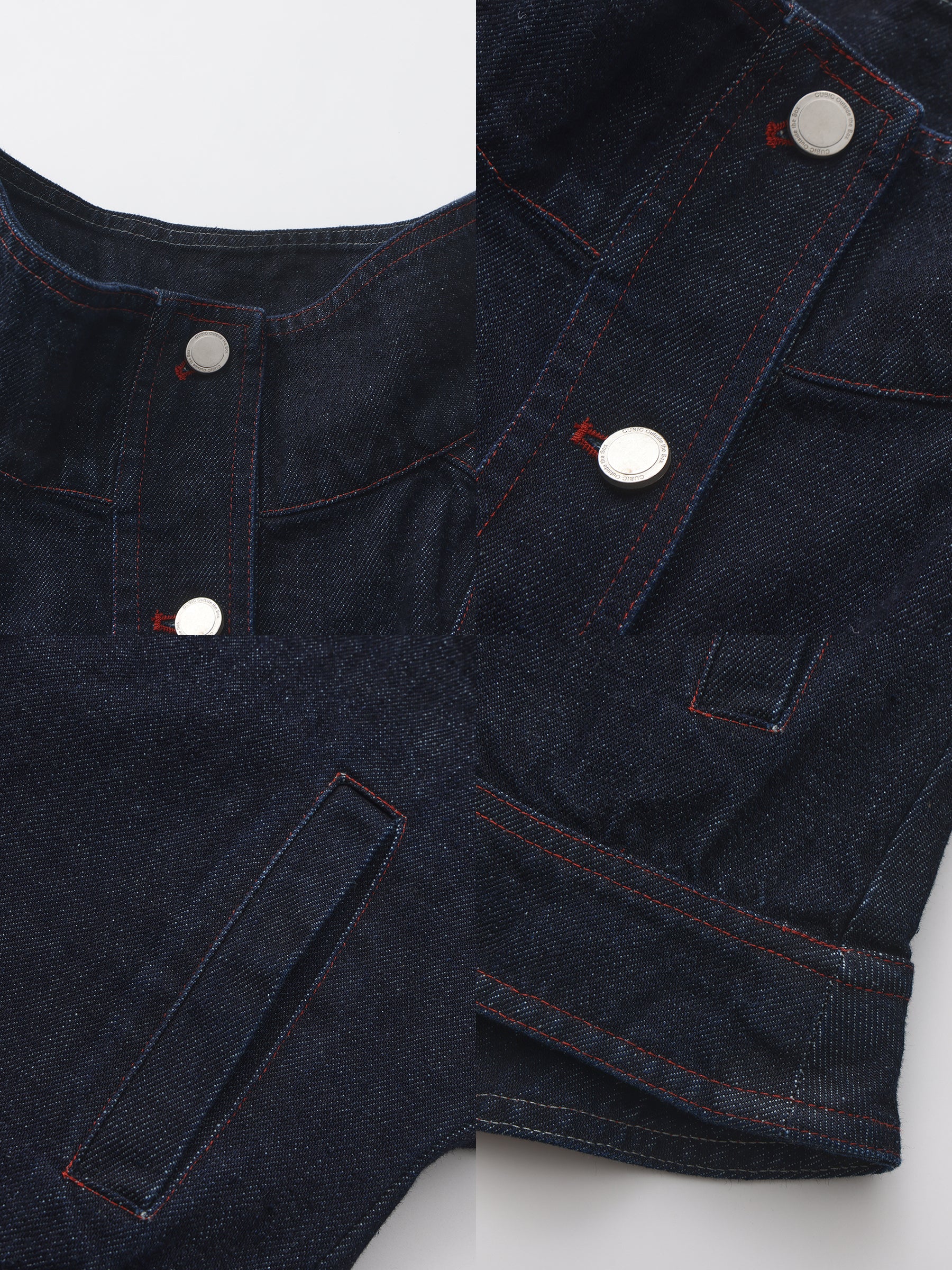 CUBIC Classic Stand Collar Fitted Denim Jacket-9