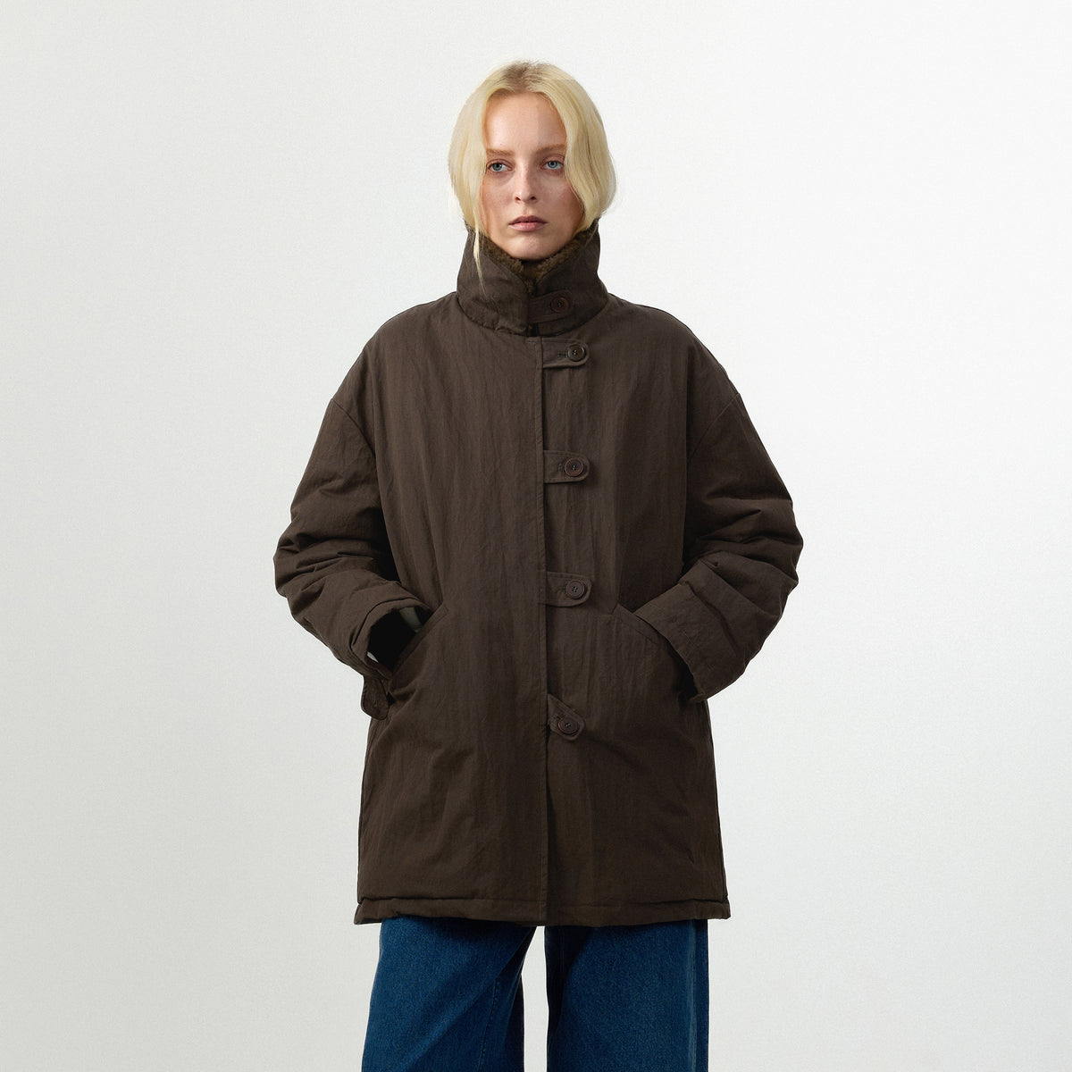 CUBIC Faux‑Fur Collar Oversized Down Coat-9