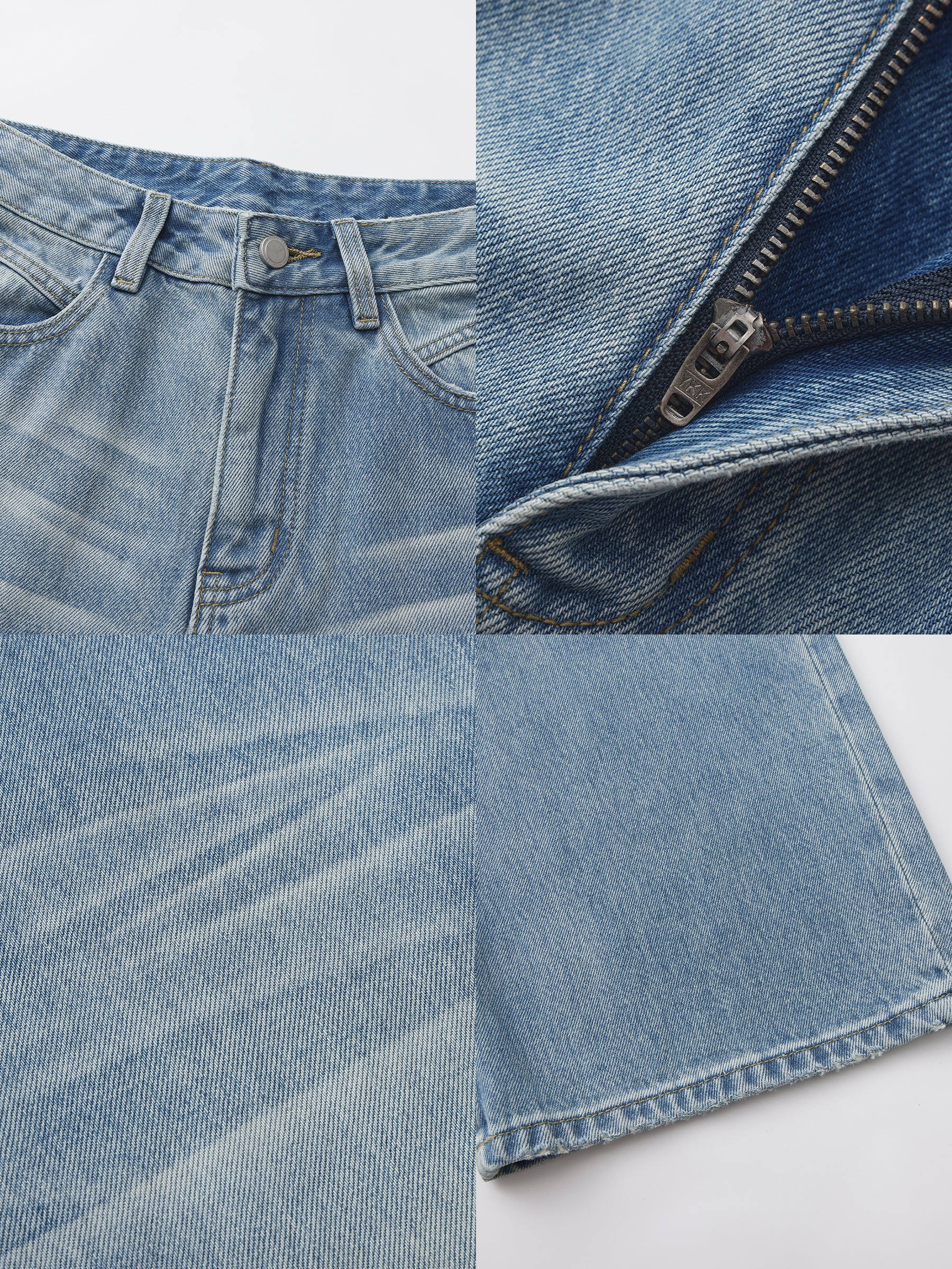 High-Waist Wide-Leg Washed Denim Jeans-9