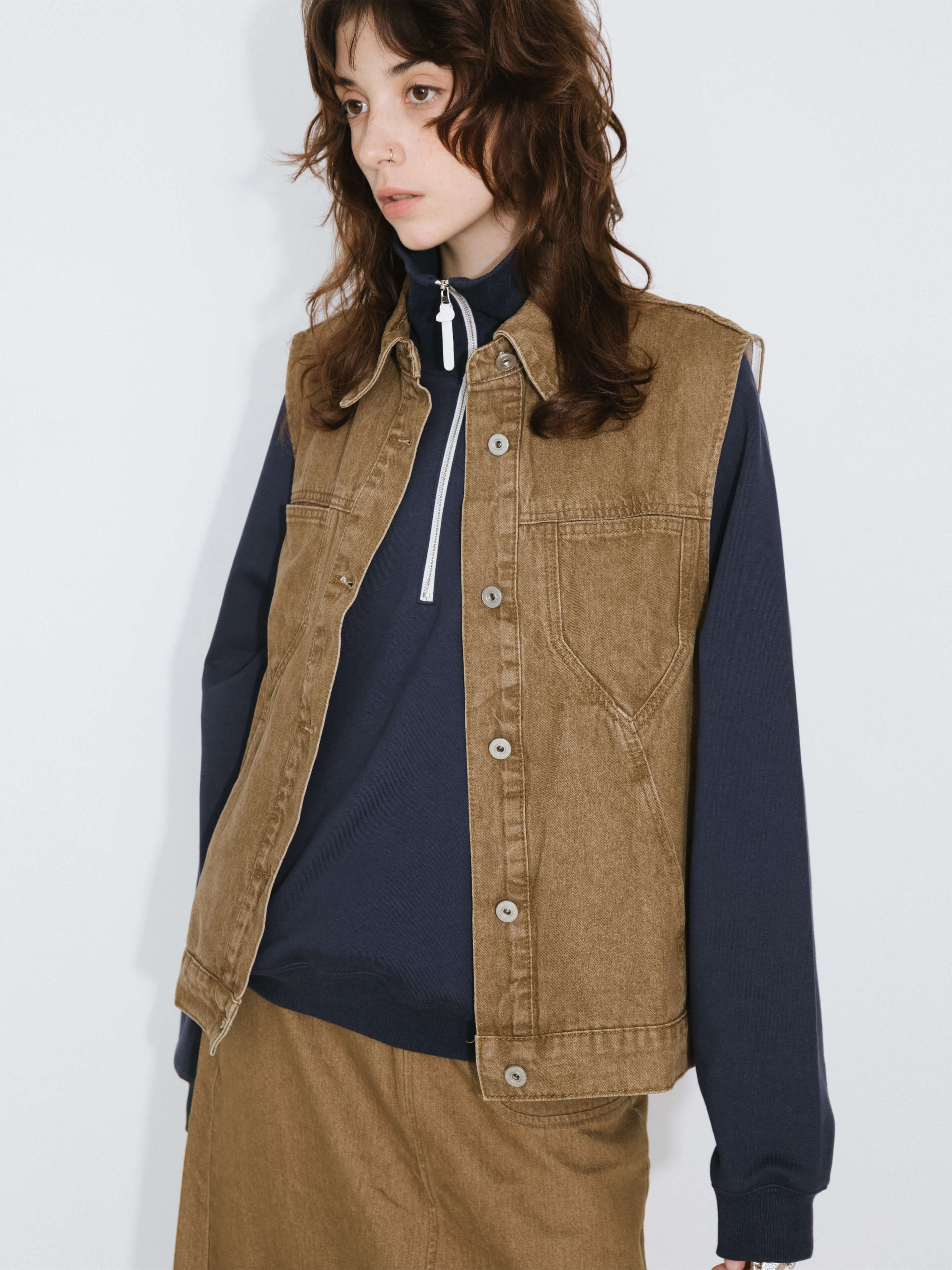 Button Down Denim Waistcoat-2