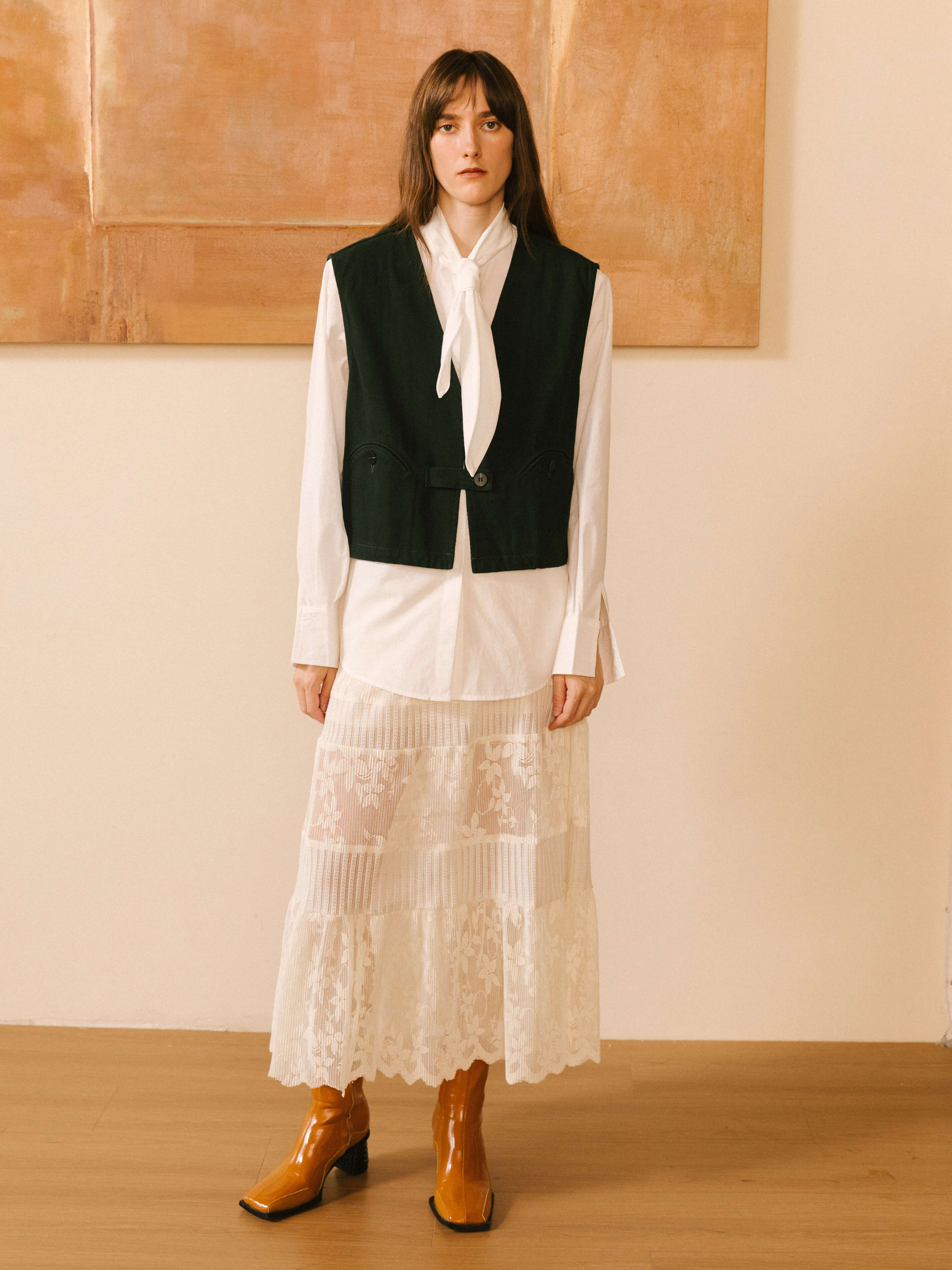 Cropped Double Breasted Twill Waistcoat-10