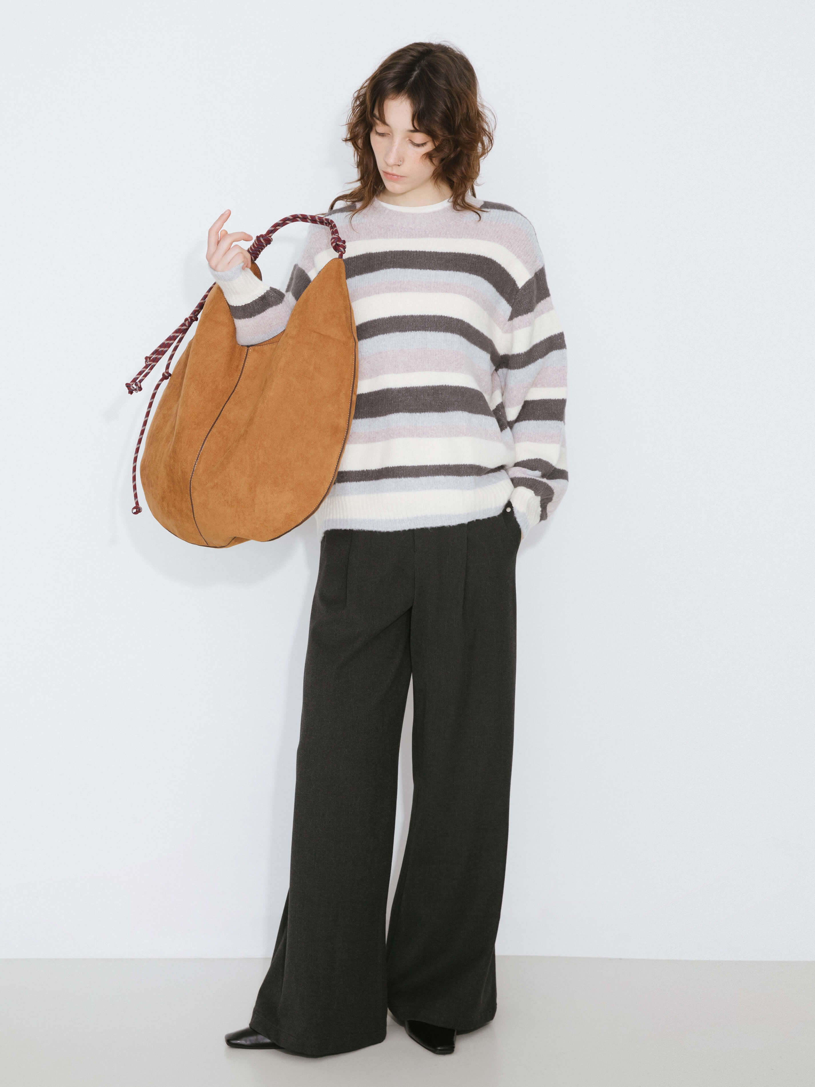 Oversized Striped Crew Knit Sweater-10