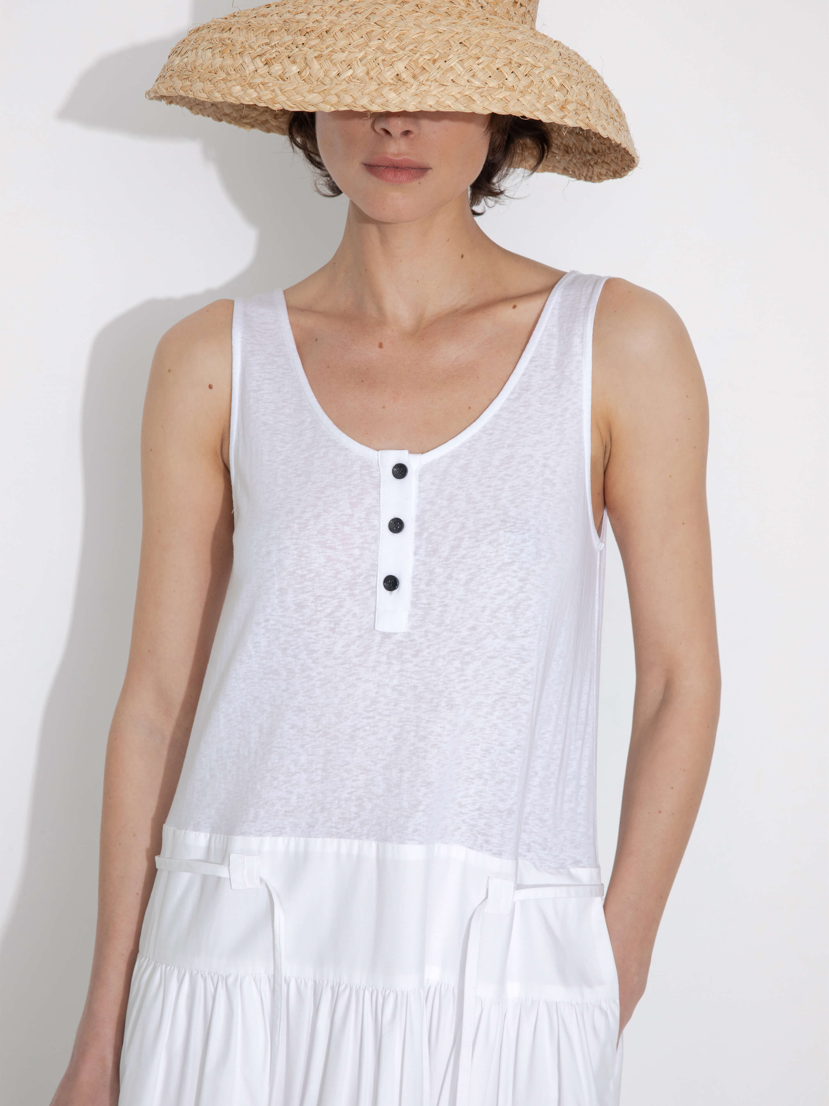 Panelled Henley Neck Vest Dress-9
