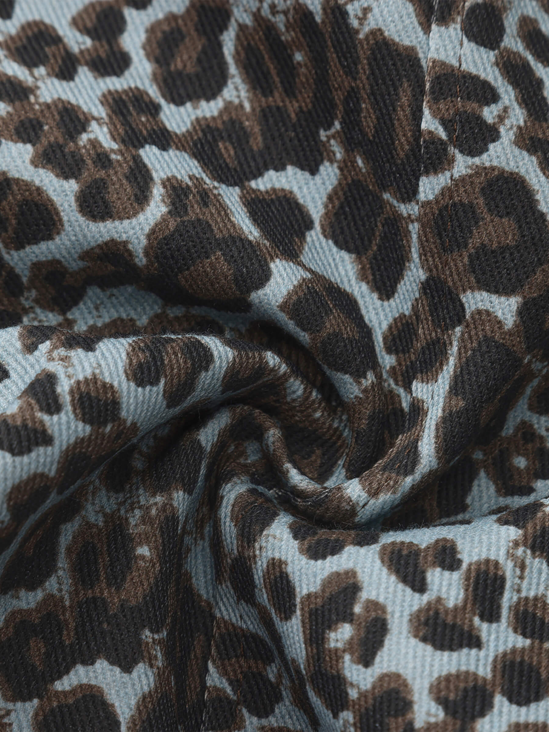 100% Cotton Leopard Print Flared Trousers-11