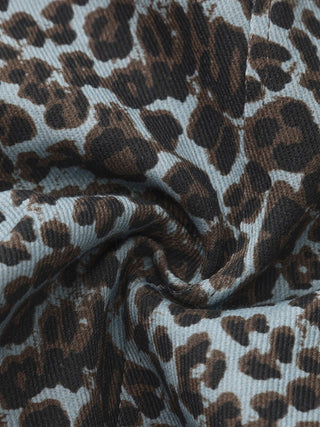 100% Cotton Leopard Print Flared Trousers