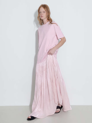 Oversized Round Neck Short Sleeve Pleated Dress