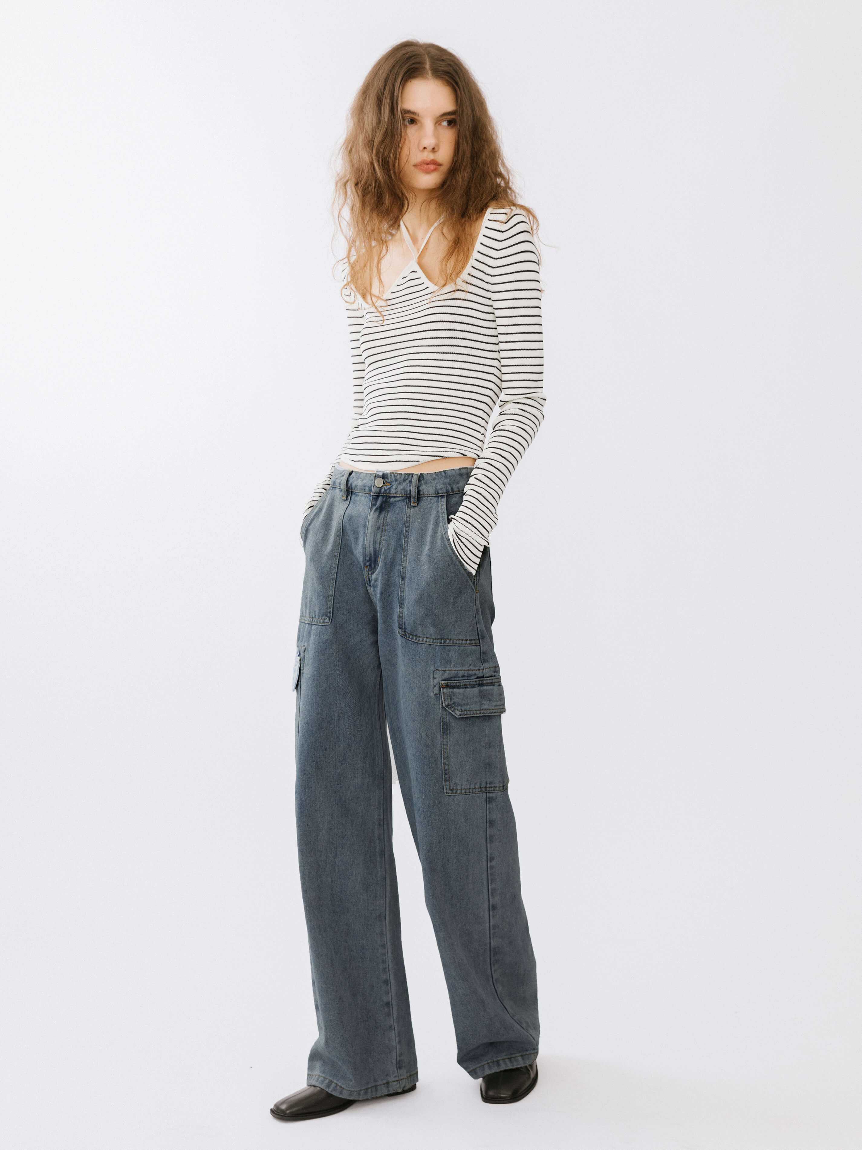 Low Waist Cargo Jeans-9
