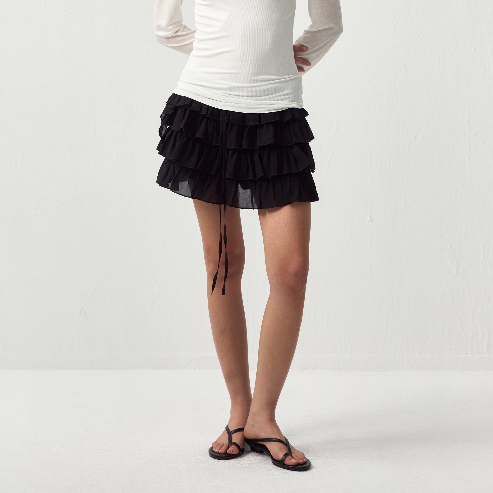 CUBIC Layered Ruffle Tiered Mini Skirt-9