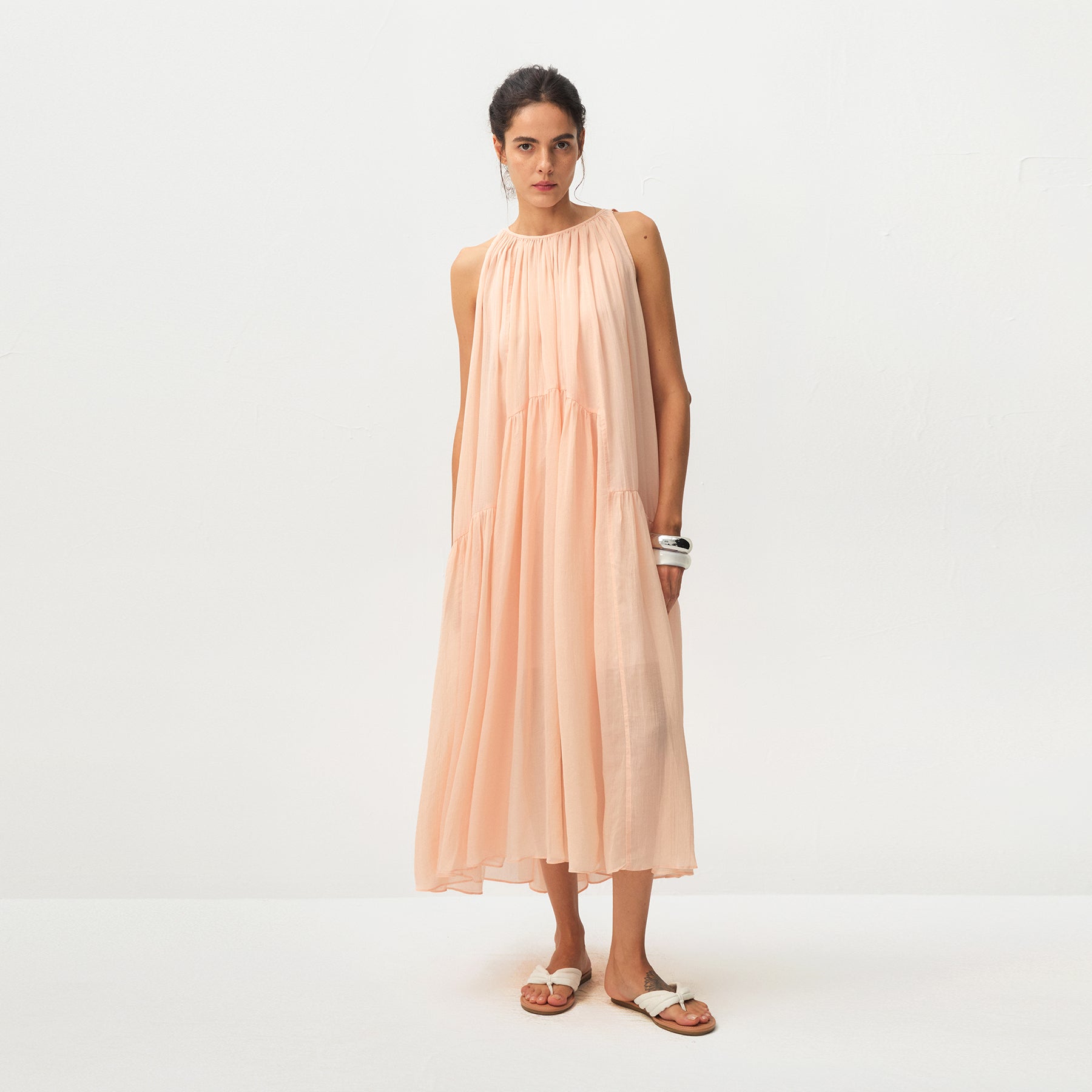 CUBIC Tiered Halter Neck Lyocell Midi Dress-9
