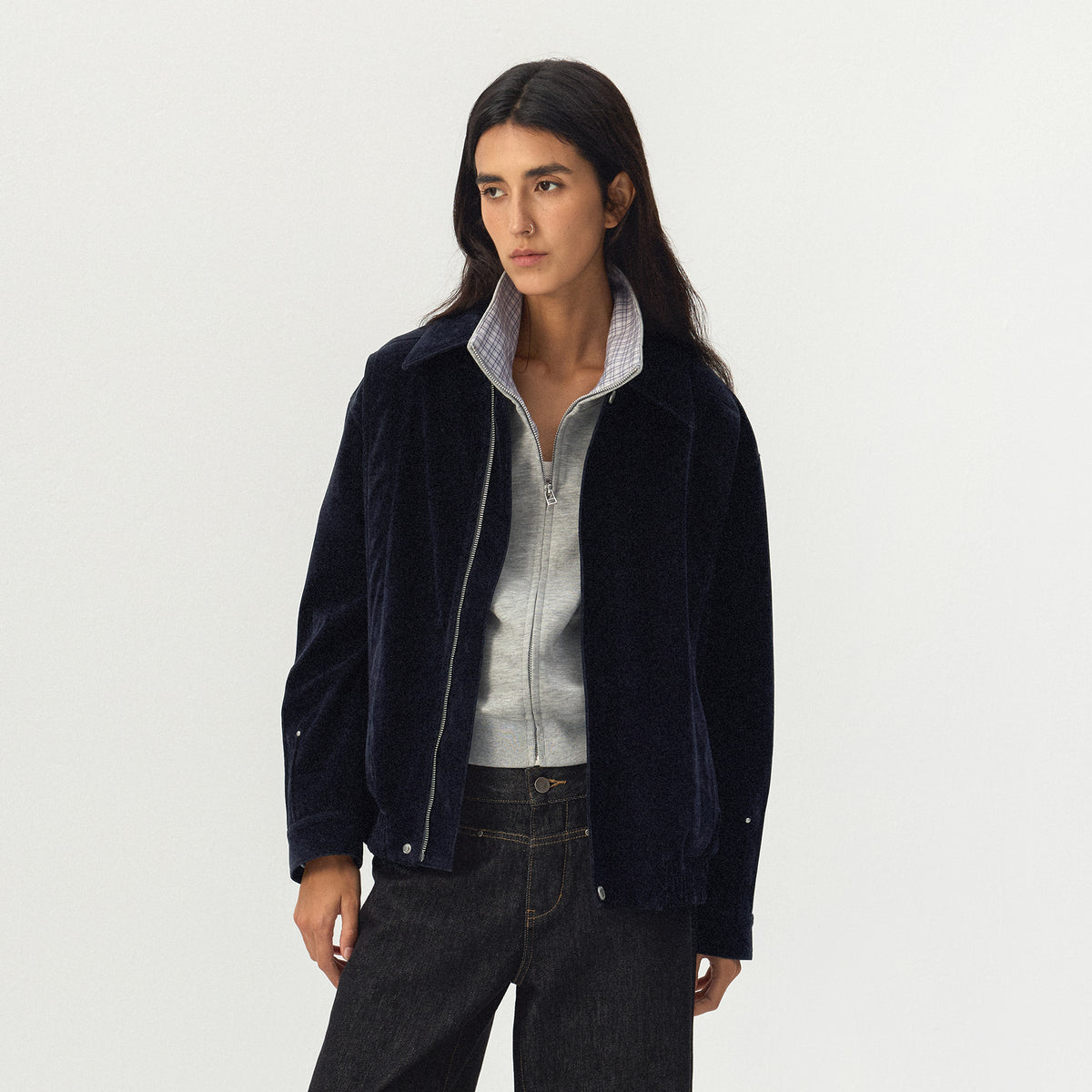CUBIC Relaxed Zip-Up Blouson Jacket-9