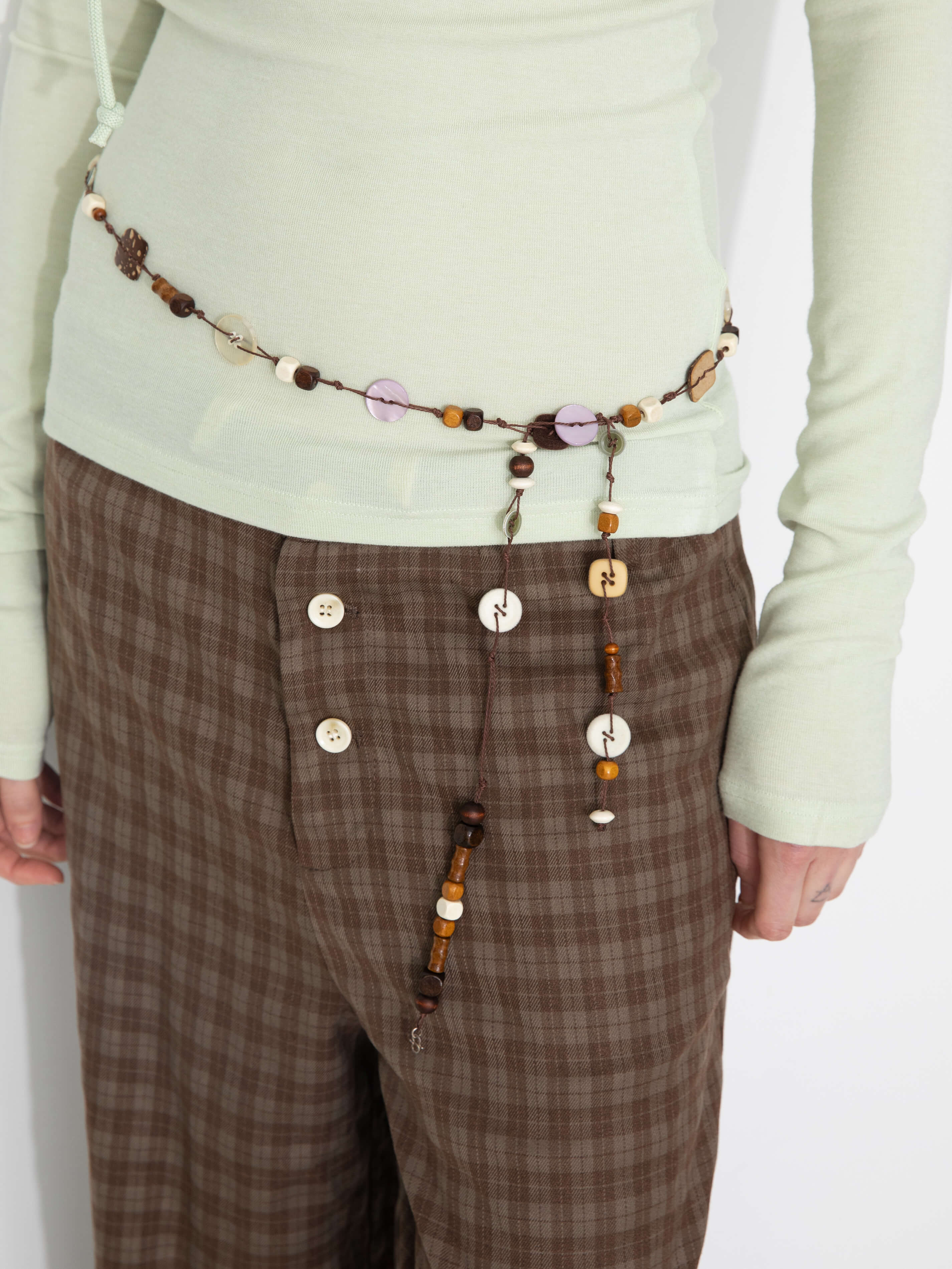 Drawstring Checkered Wide-Leg Casual Pants-10