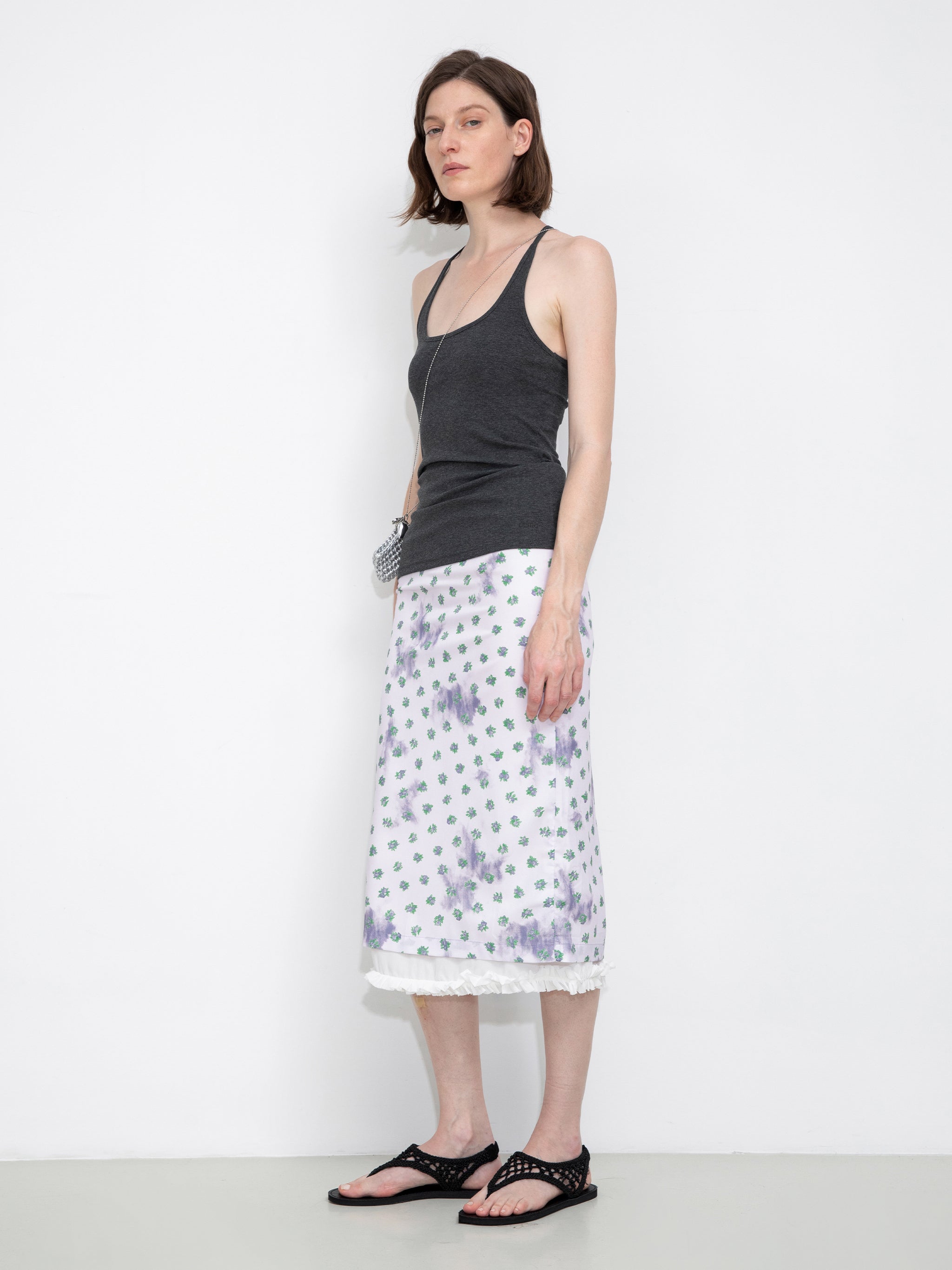 Lace Patchwork Floral Printed Skirt-8