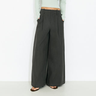 100% Cotton High-Waisted Wide-Leg Casual Trousers