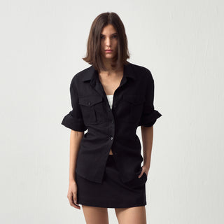 CUBIC Utility Cinched Linen Shirt