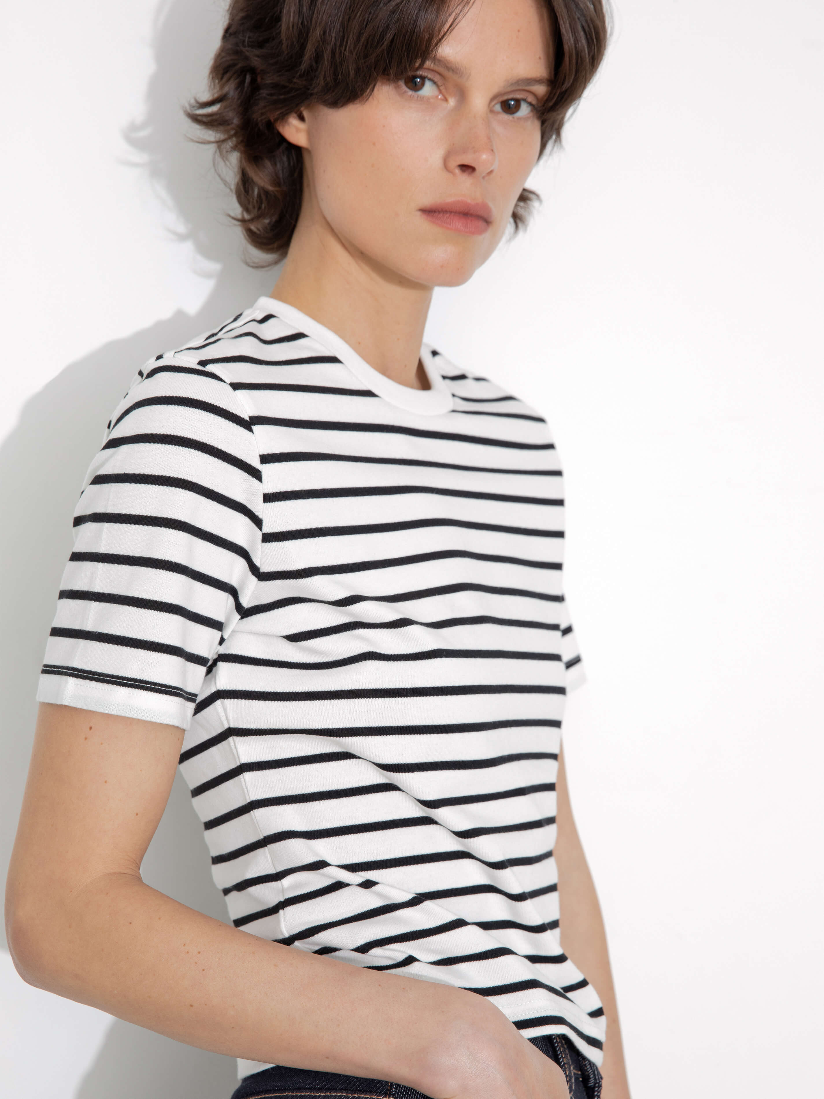 C by CUBIC Striped Basic Cotton T-Shirt-10