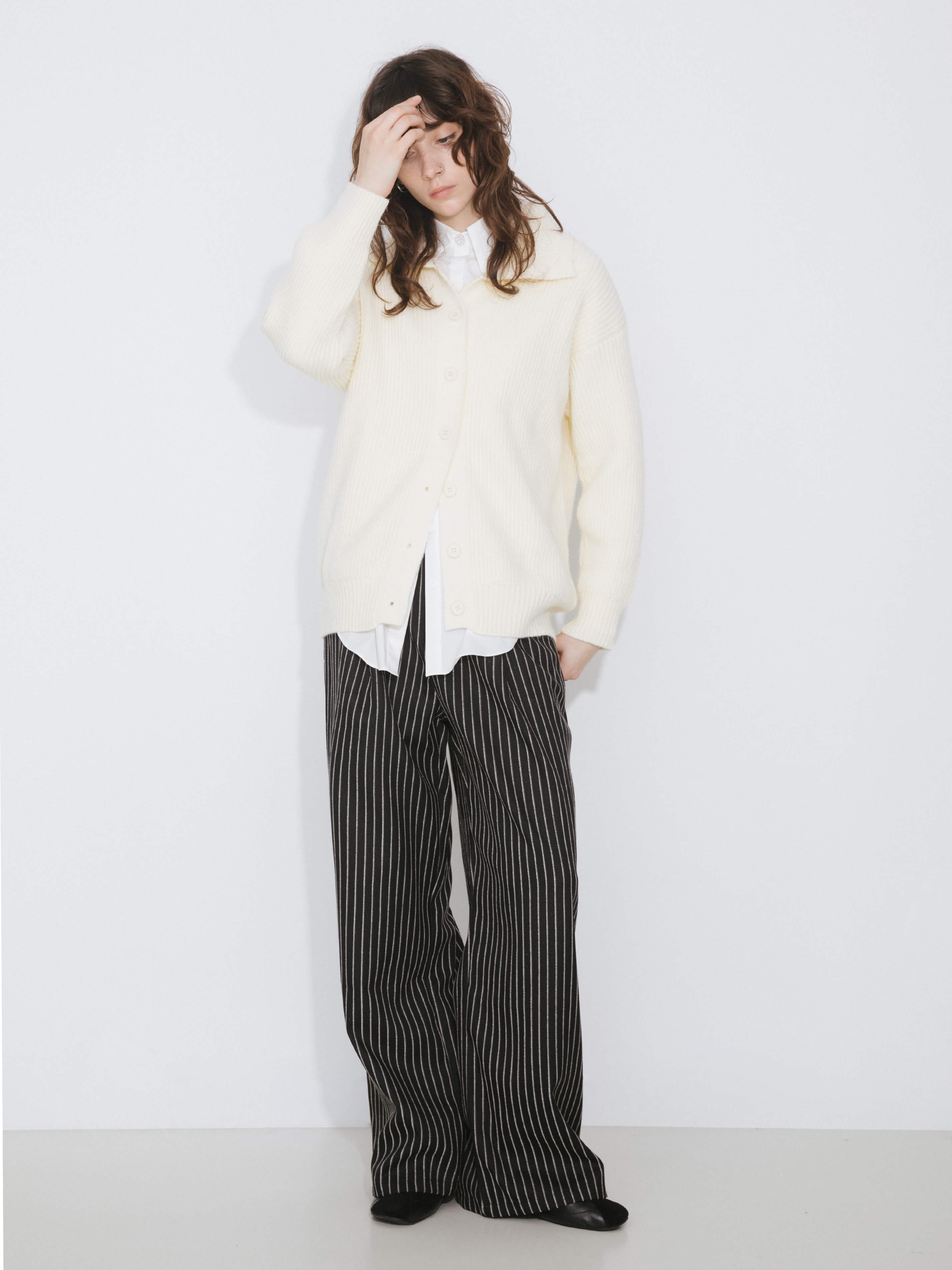 High Neck Boxy Knit Cardigan-9
