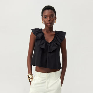 CUBIC Ruffle V-Neck Sleeveless Blouse