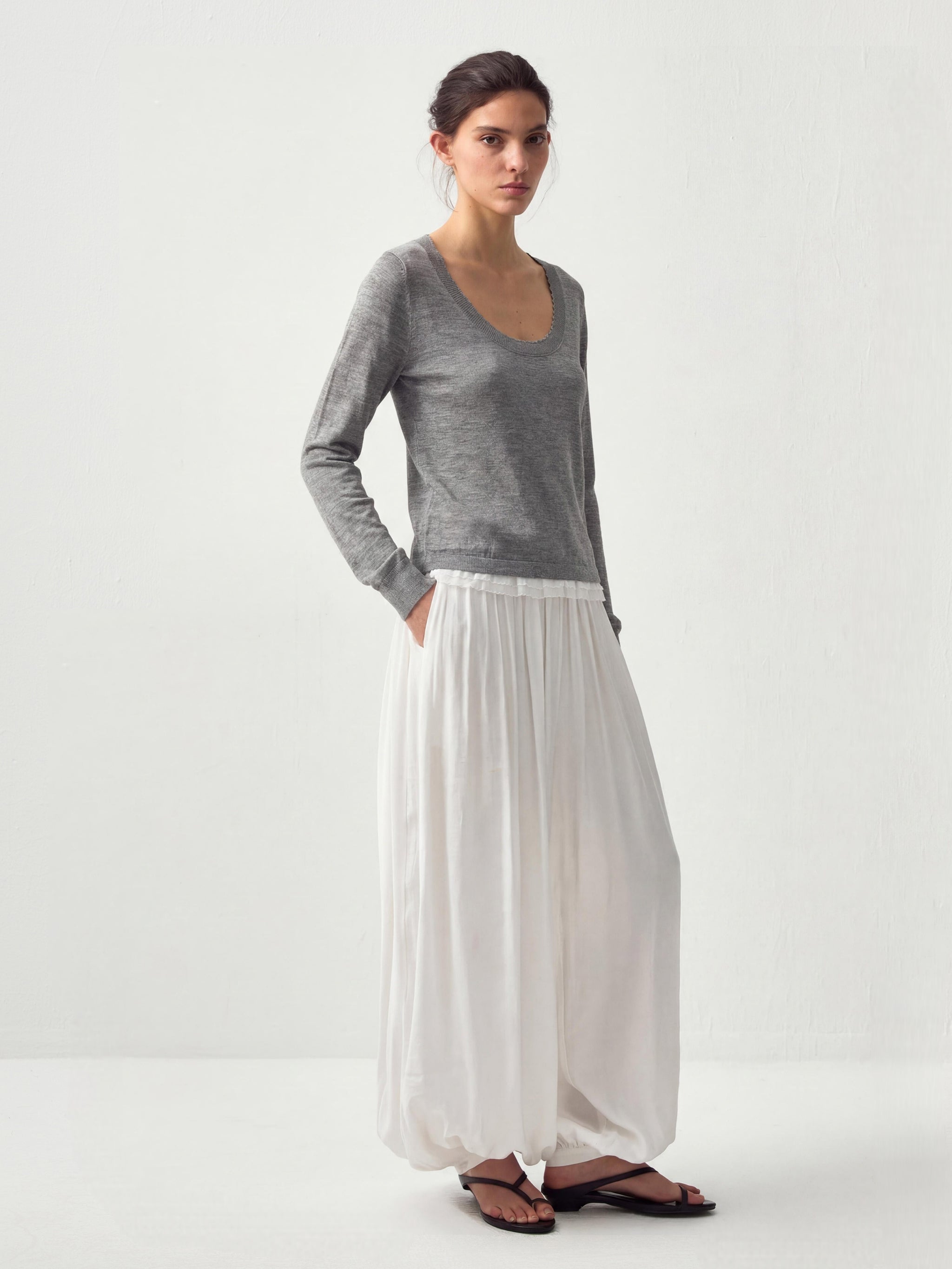 CUBIC Lace Trim Cropped Knit Top-9