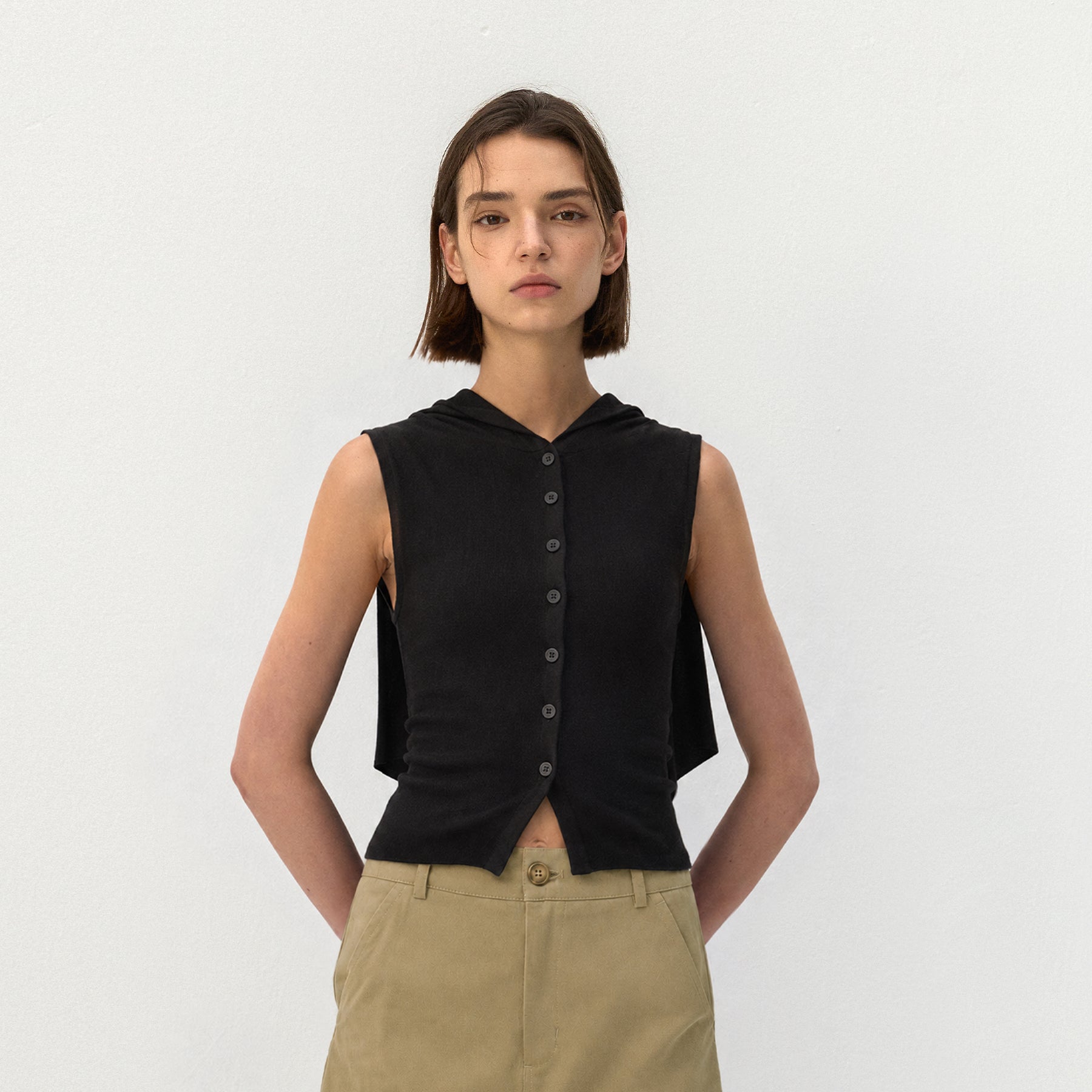 CUBIC Cape-Style Button Front Top-9