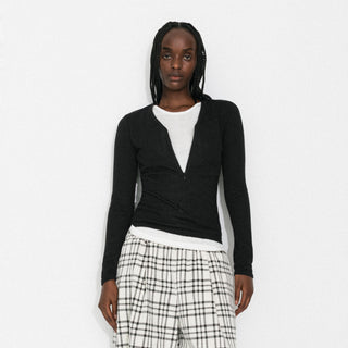 Casual Faux-Layer Knit Top