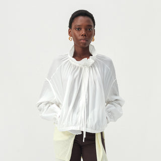 CUBIC Nylon Drawstring Collar Sheer Windbreaker Jacket