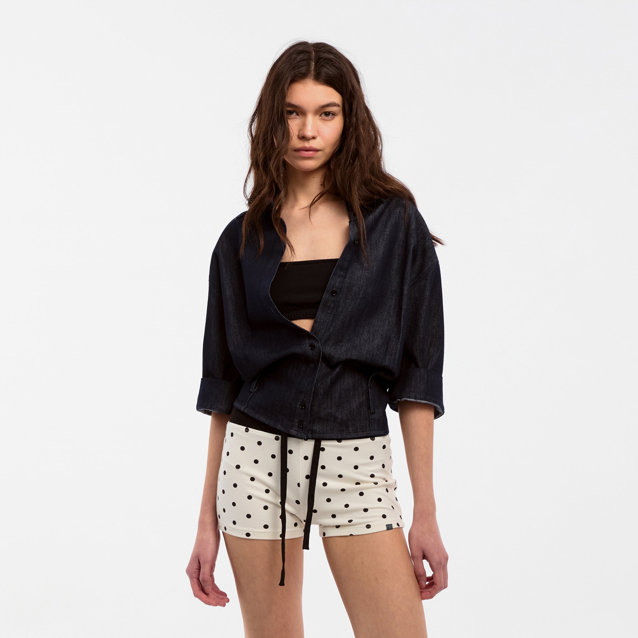 CUBIC Waist-Cinching Cropped Shirt-3
