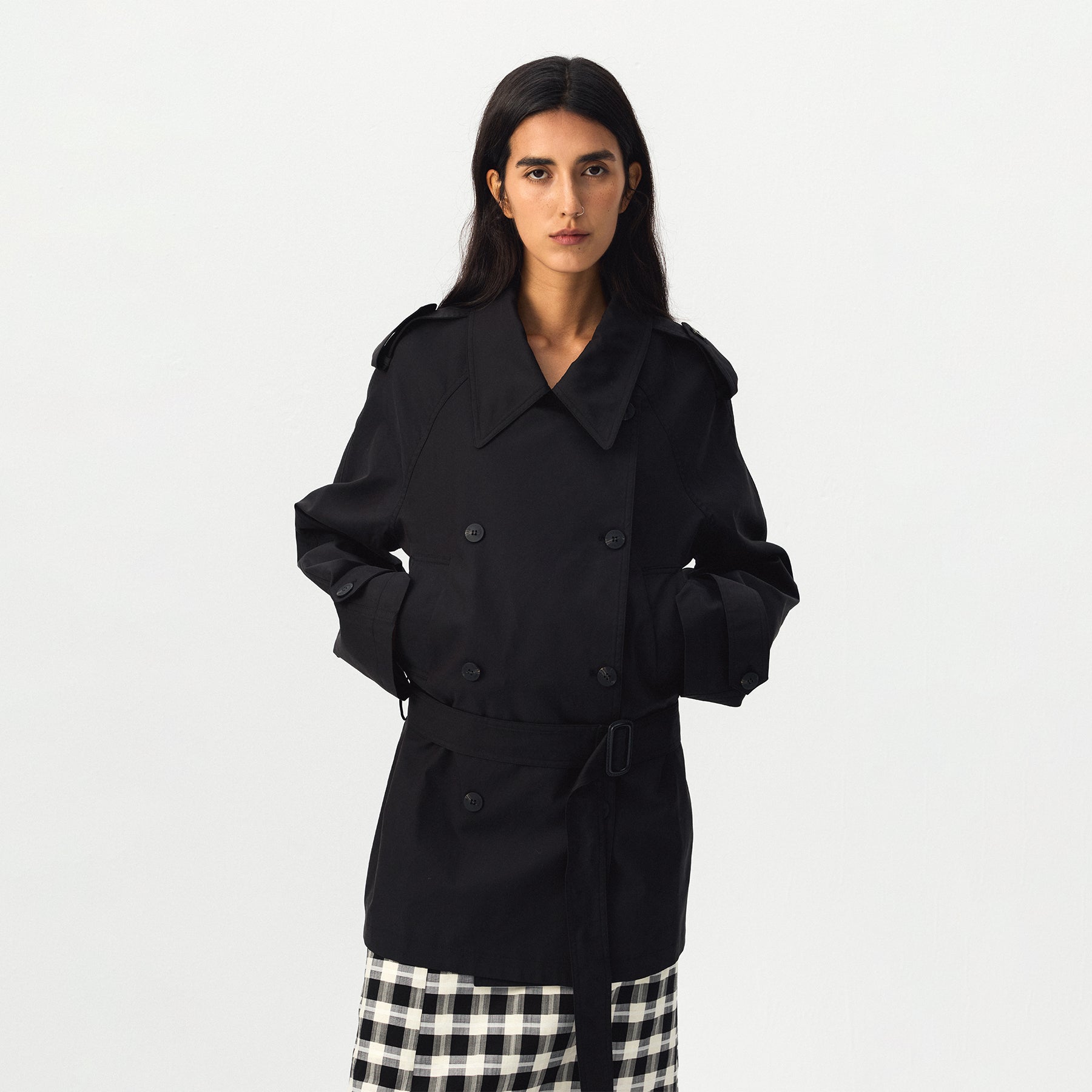 CUBIC Belted Double-Breasted Trench Jacket-9