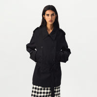 CUBIC Belted Double-Breasted Trench Jacket
