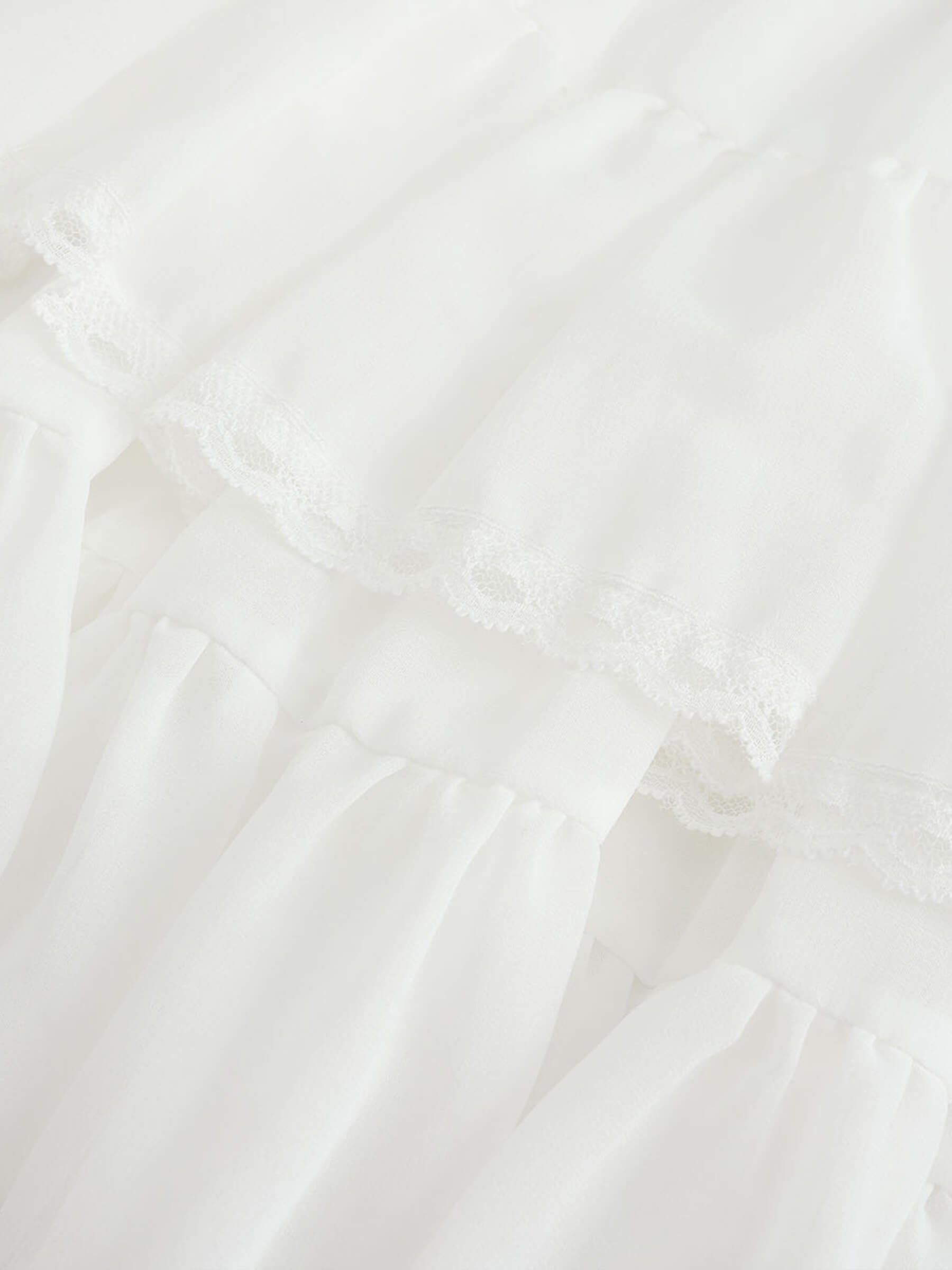 White Lace Tiered Short Dress-10