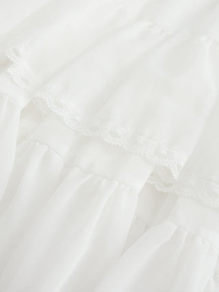 White Lace Tiered Short Dress