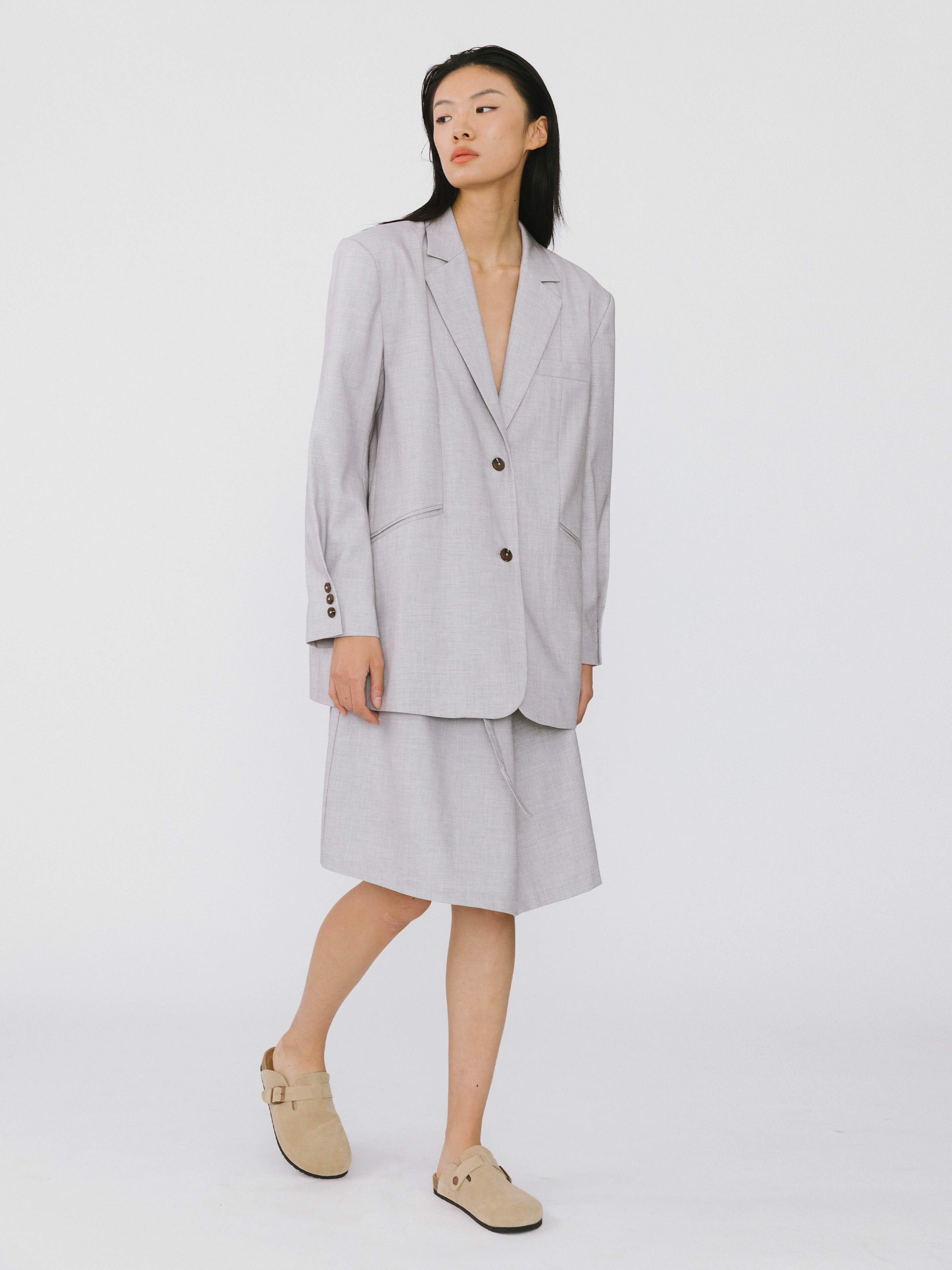 A-line Round Skirt with Wool Blend-9