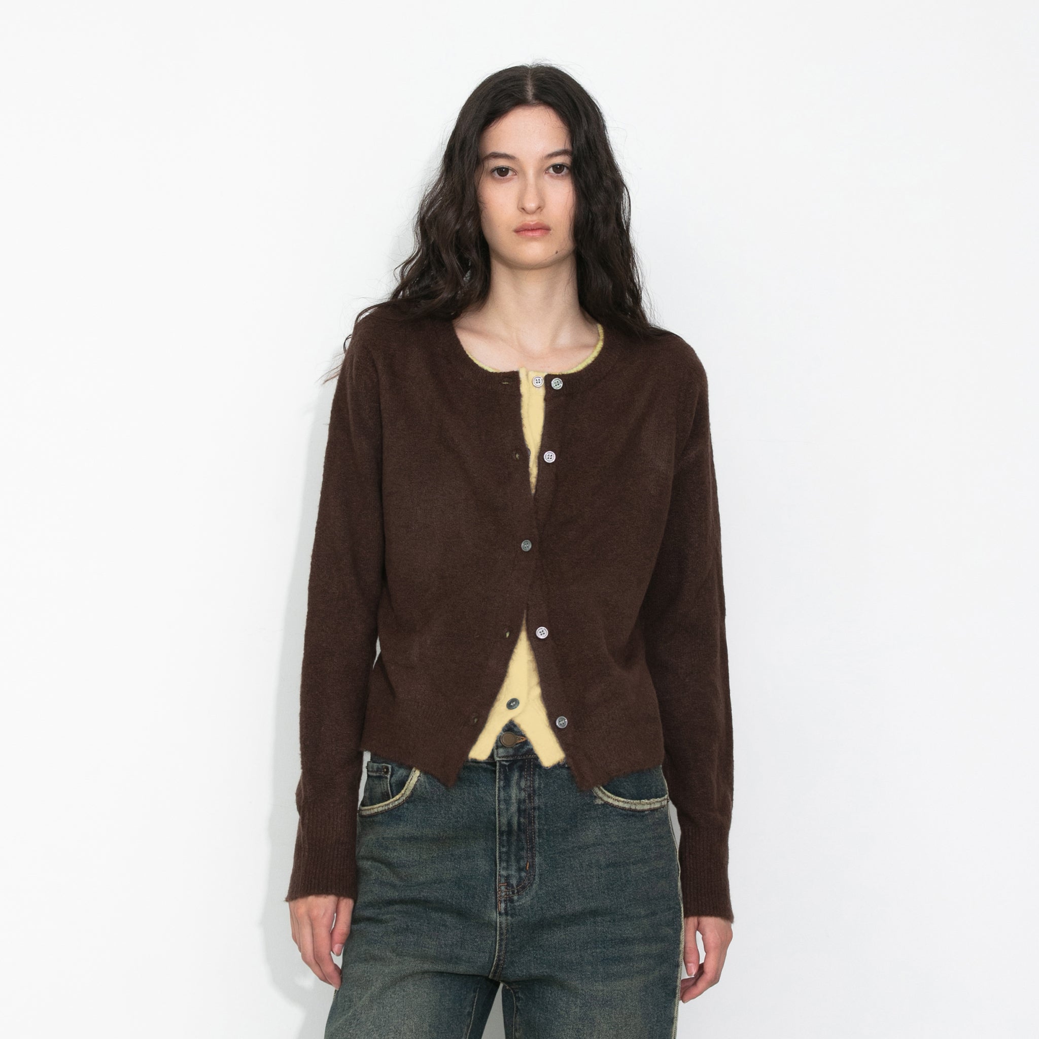 Crewneck Knit Button-Up Cardigan-9