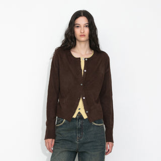 Crewneck Knit Button-Up Cardigan