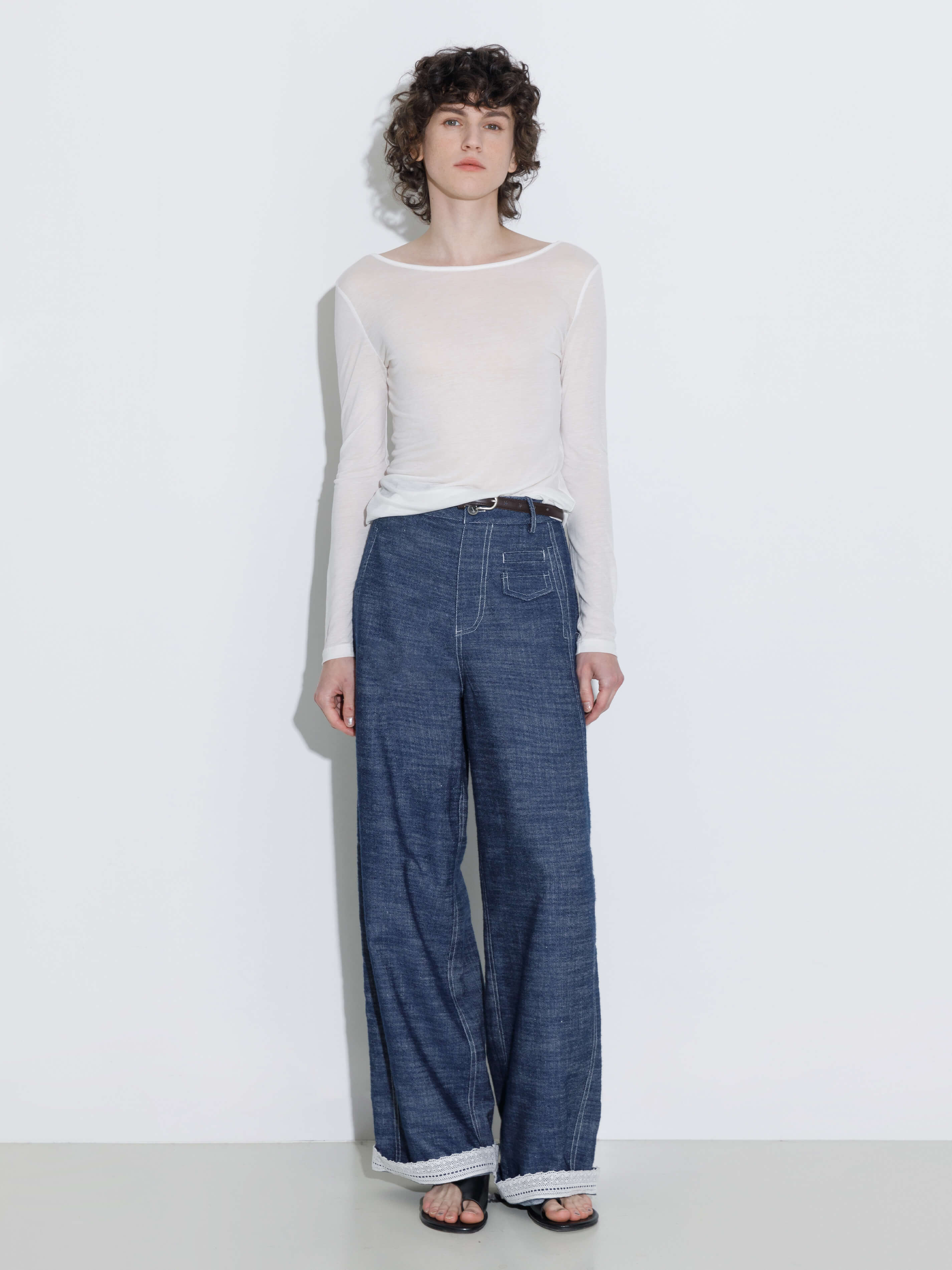 Backless Deep U-Neck Sheer Knit Top-6