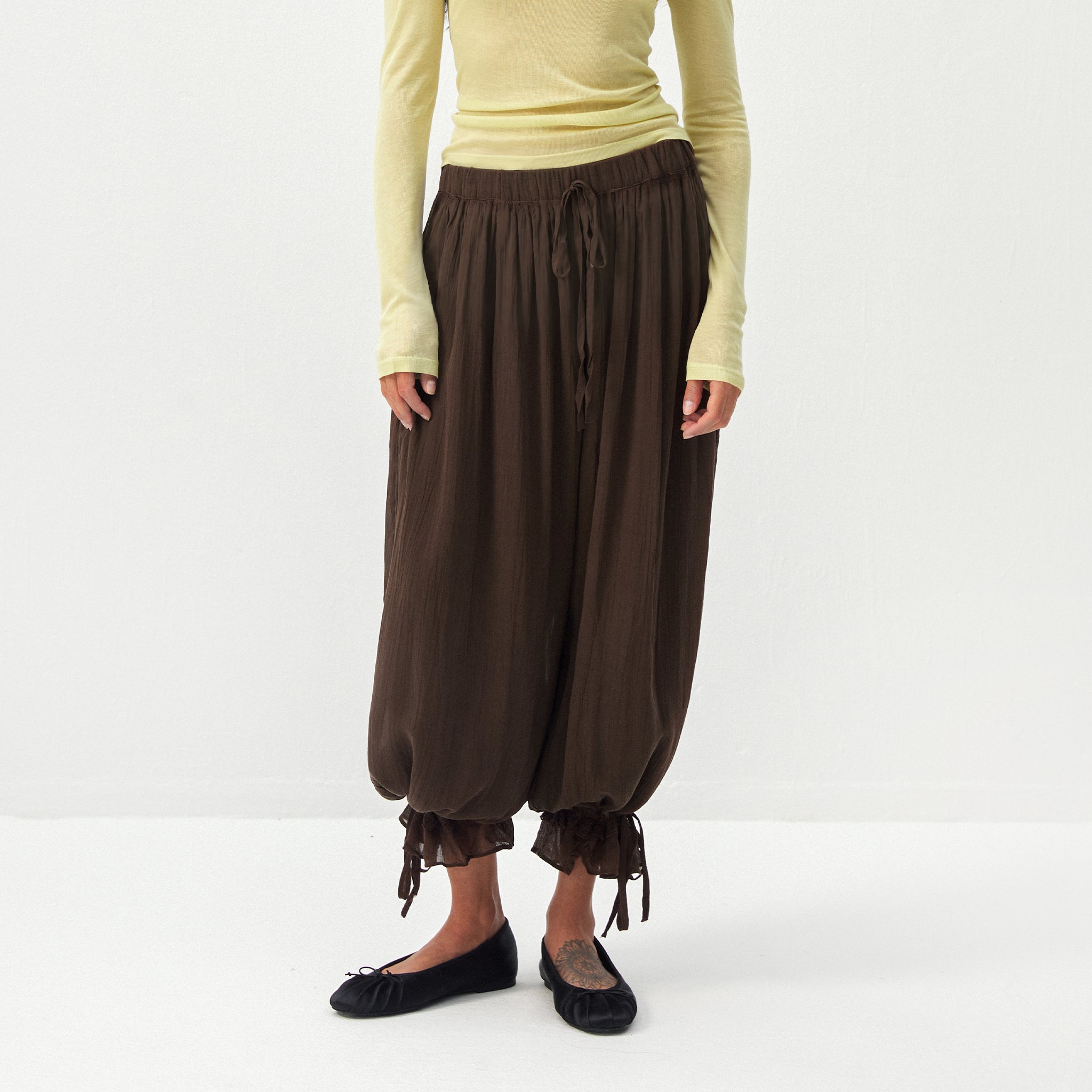 CUBIC  Lyocell Lace Ruffled  Balloon Pants-7