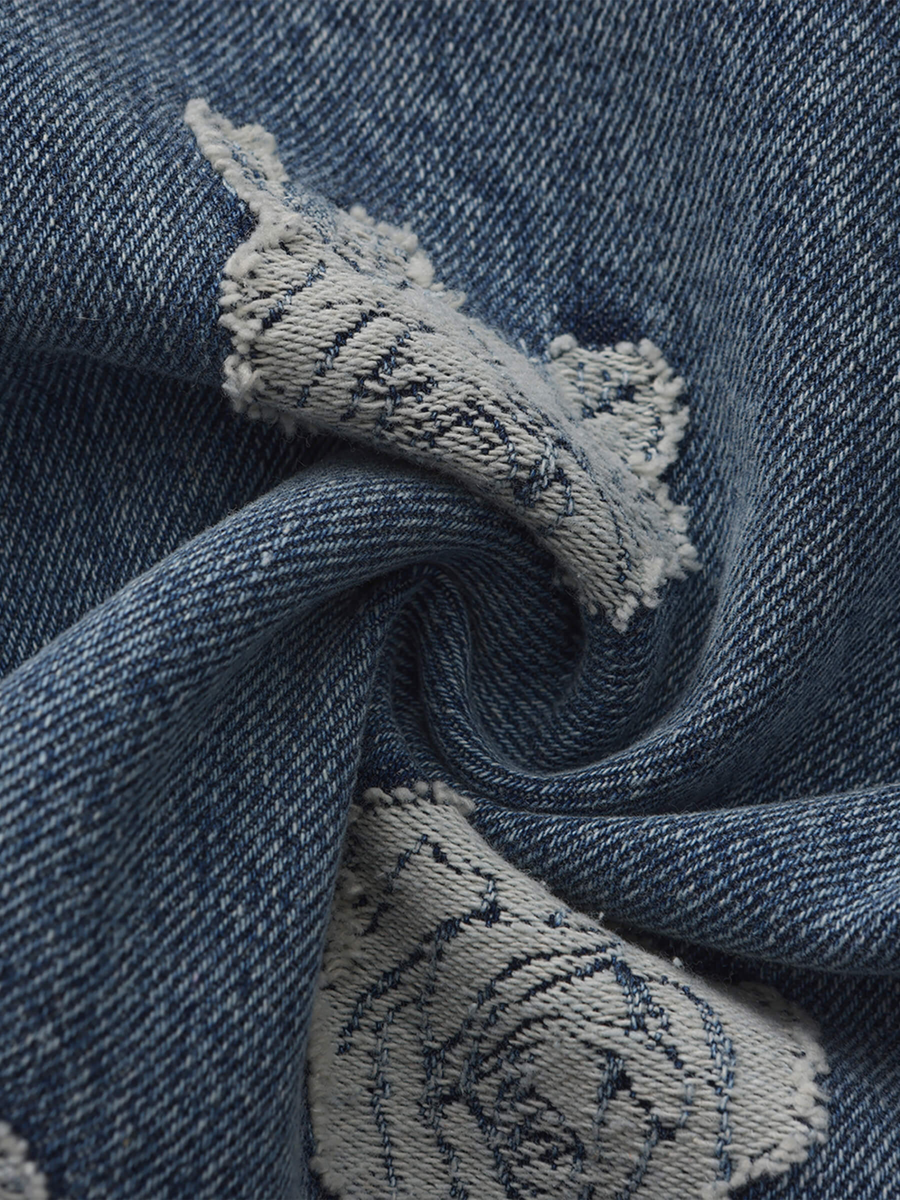 Retro Rose Print Washed Straight Leg Jeans-11